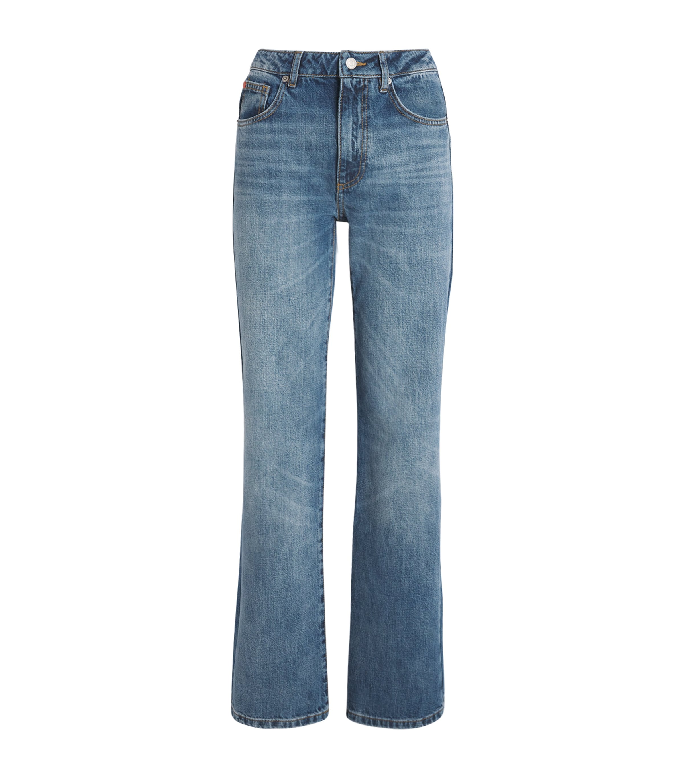 Faded High-Rise Straight Jeans