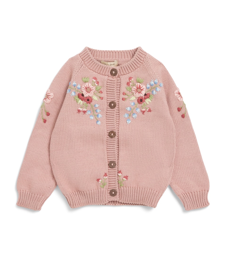 Shirley Bredal Cotton Embroidered Midsummer Cardigan (12 Months - 4 Years) D Dahlia