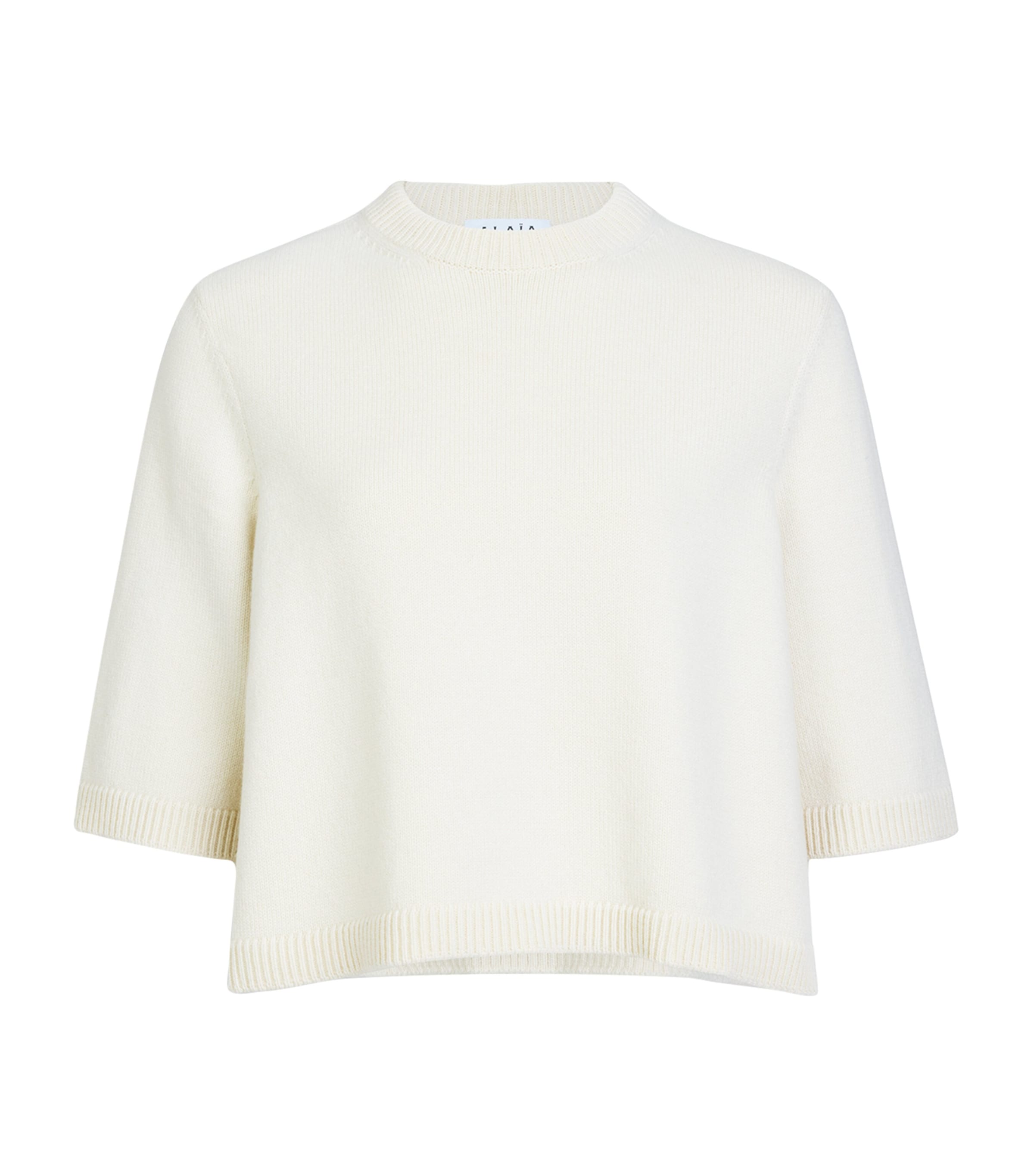 Alaïa Womens Cashmere-Blend Boxy Sweater Natural White