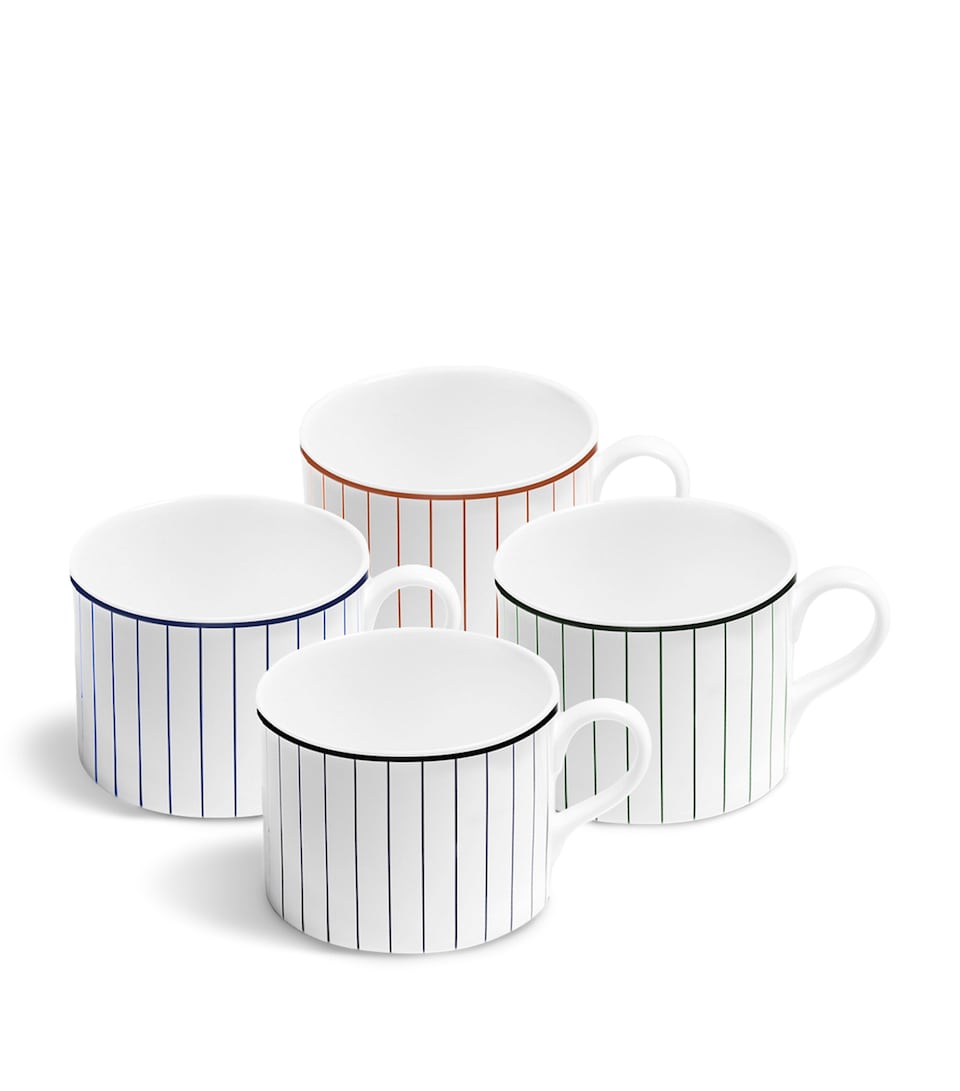 Richard Brendon Short Pinstripe Mugs (Set of 4) Multicolour