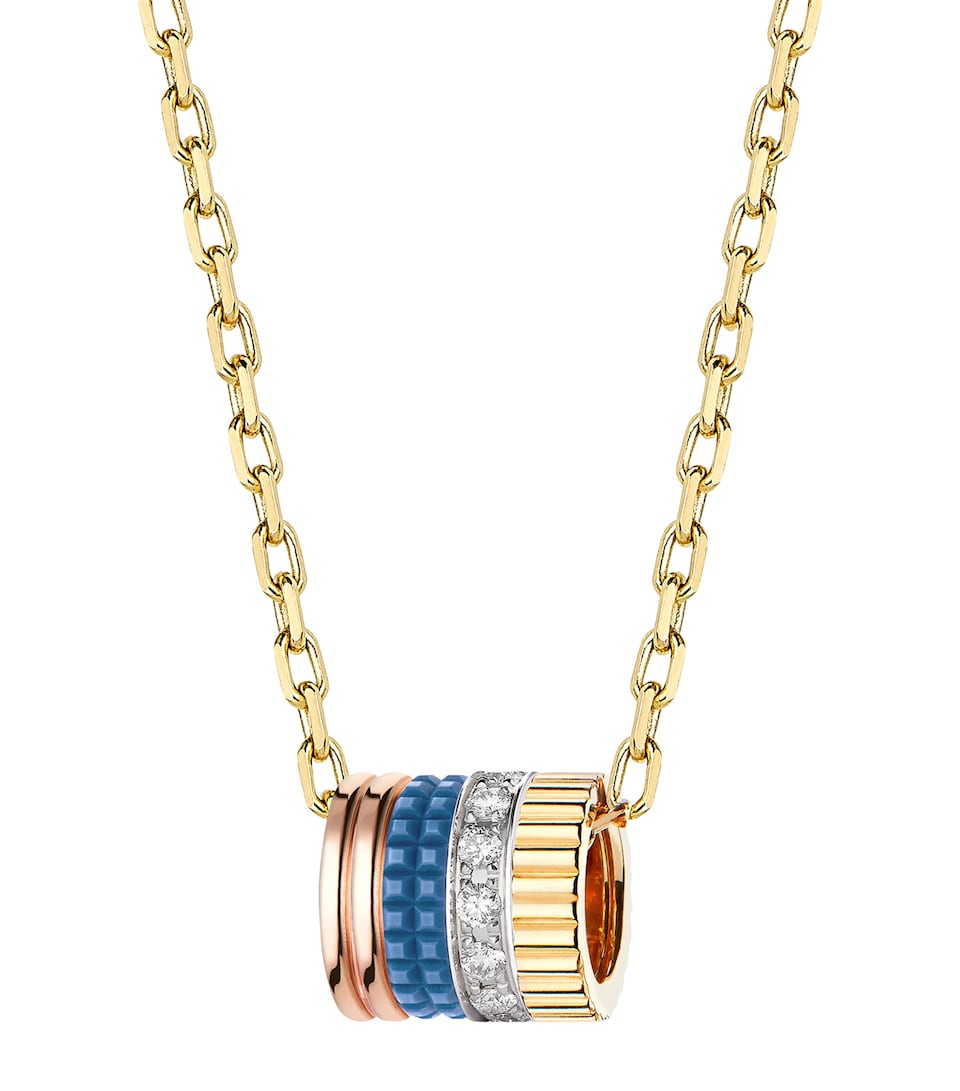 Mixed Gold and Diamond Quatre Blue Edition Pendant Necklace