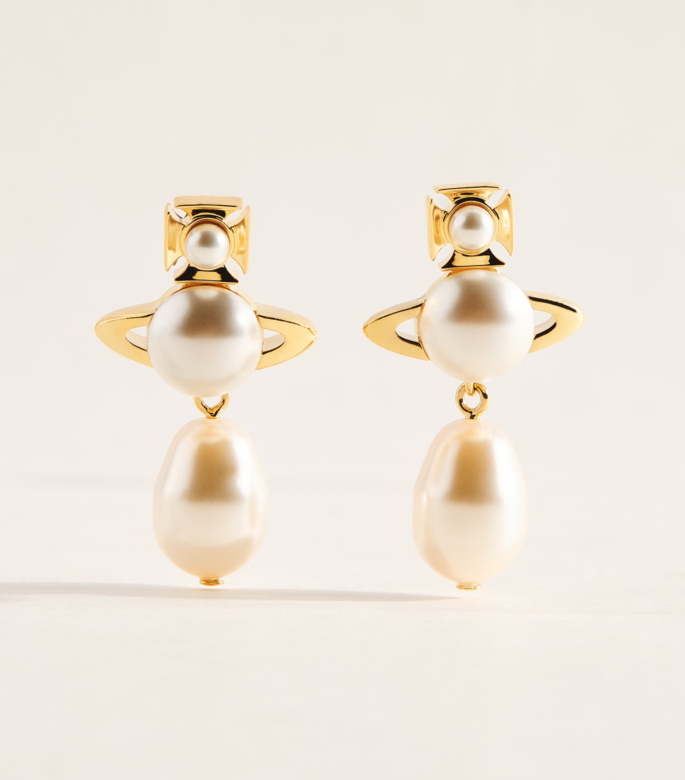 Vivienne Westwood Faux Pearl Inass Drop Earrings Gold Creamrose