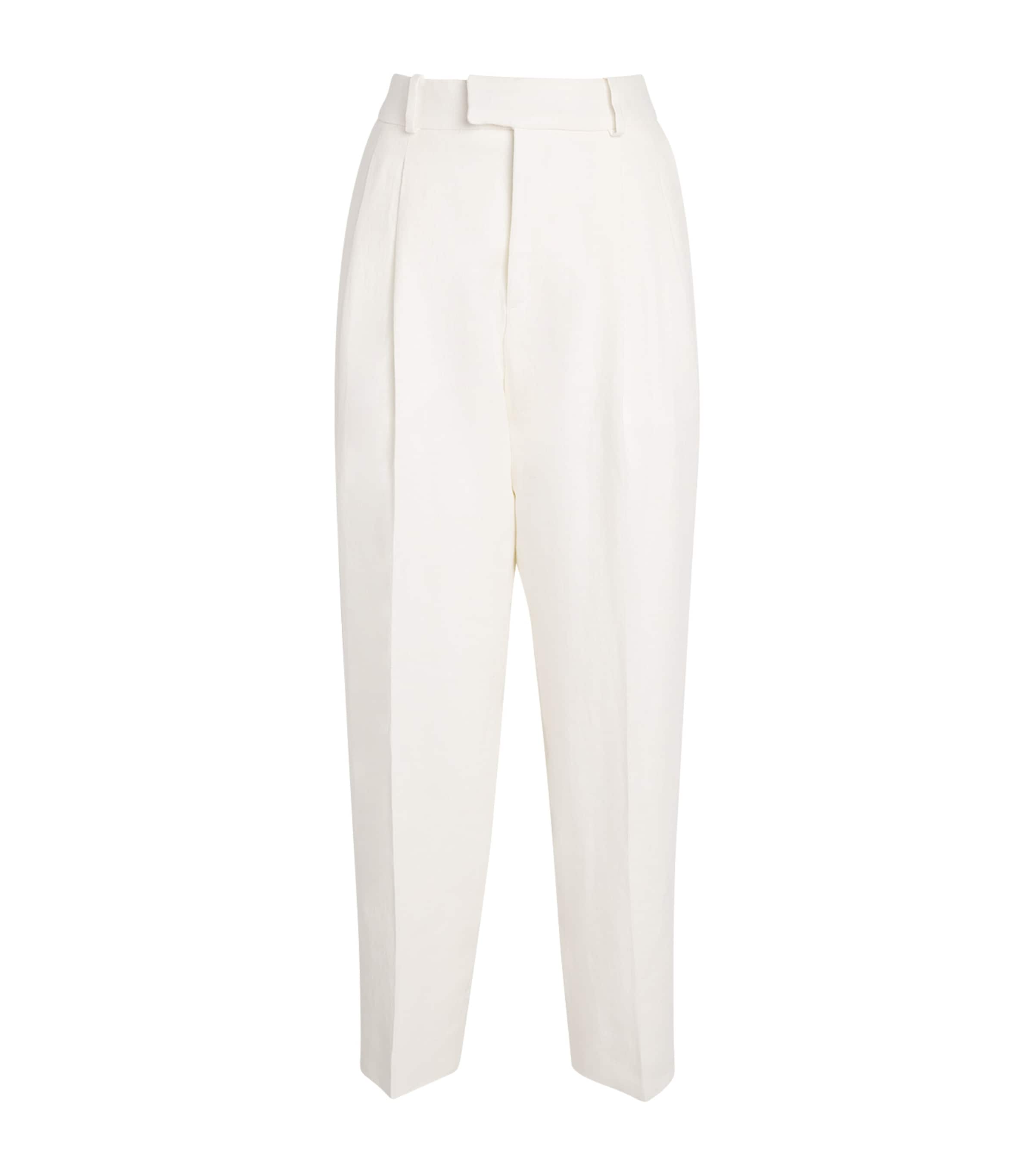 With Nothing Underneath Womens Linen Cristy Barrel Trousers Ivory