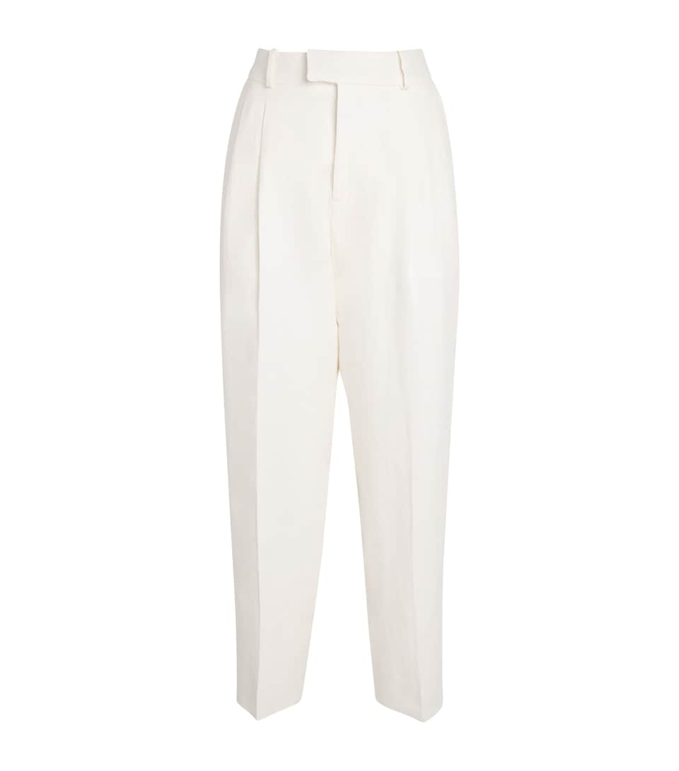 With Nothing Underneath Womens Linen Cristy Barrel Trousers Ivory