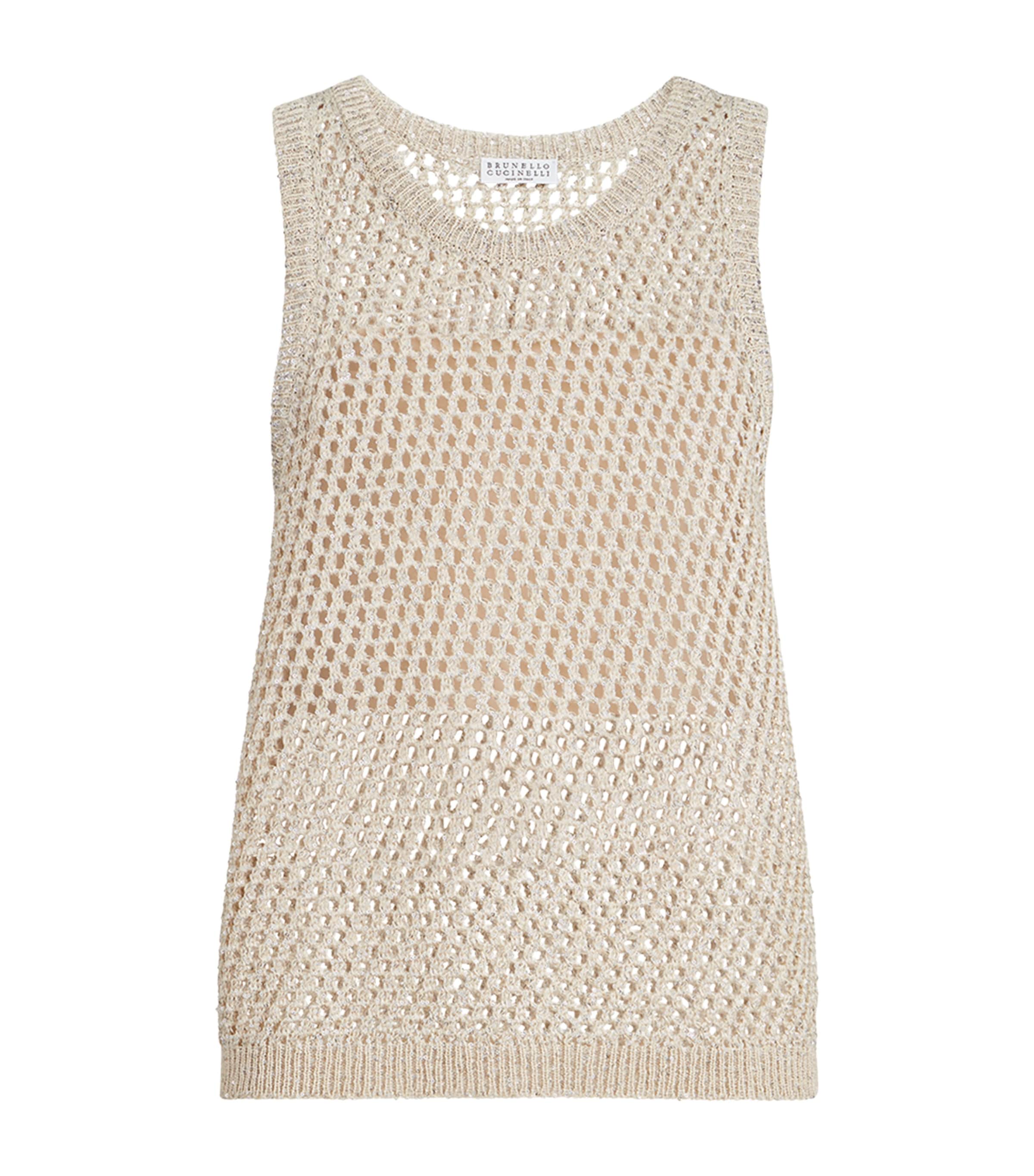 Brunello Cucinelli Womens Dazzling Open-Knit Top