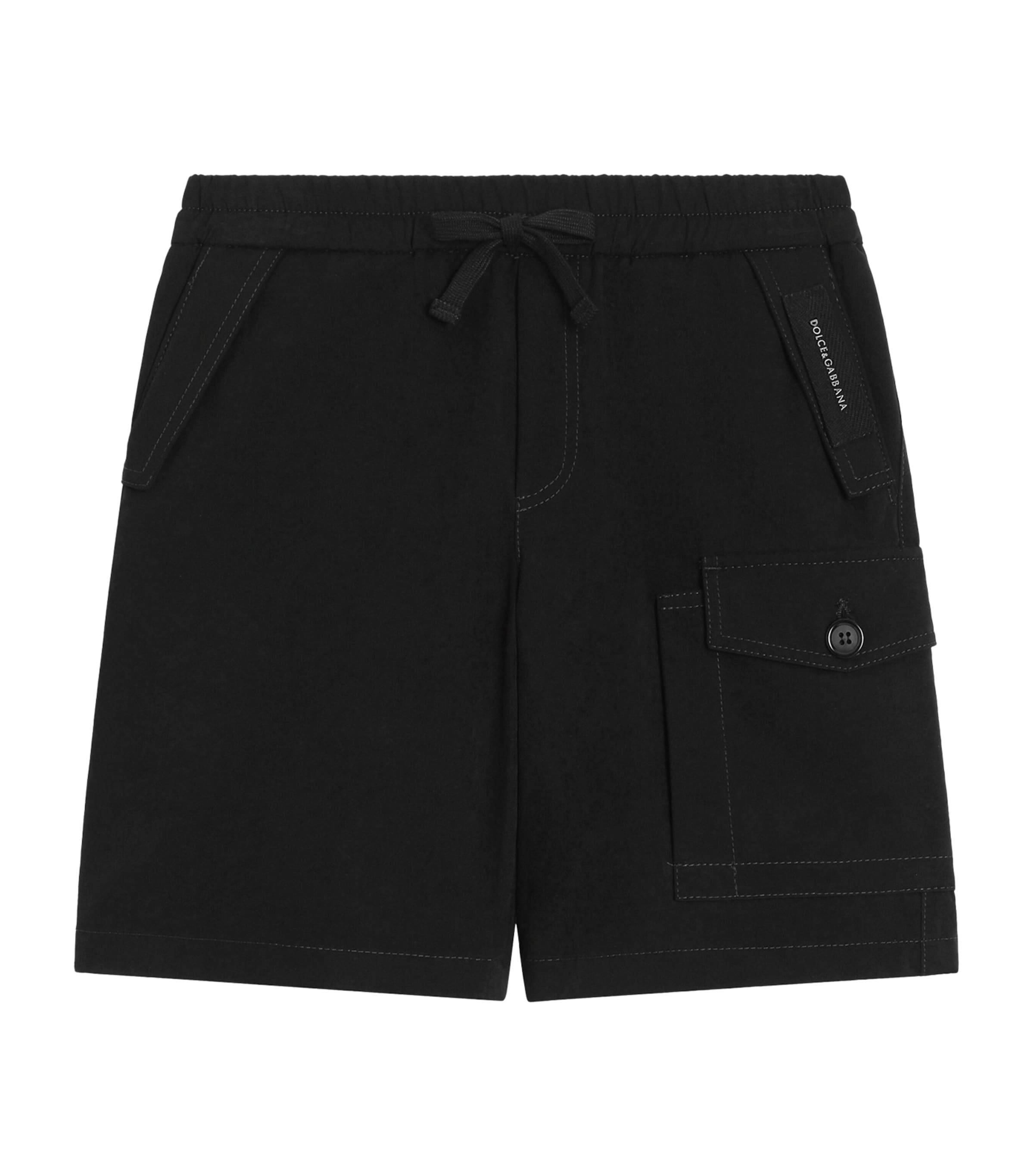 Dolce&Gabbana Kids Stretch-Cotton Drawstring Shorts (8-12+ Years) Black