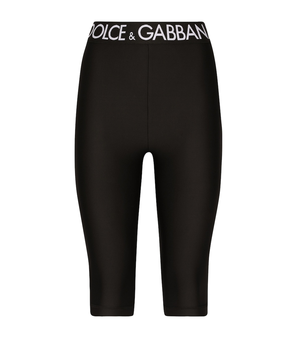Dolce&Gabbana Womens Logo Waistband Short Leggings Black
