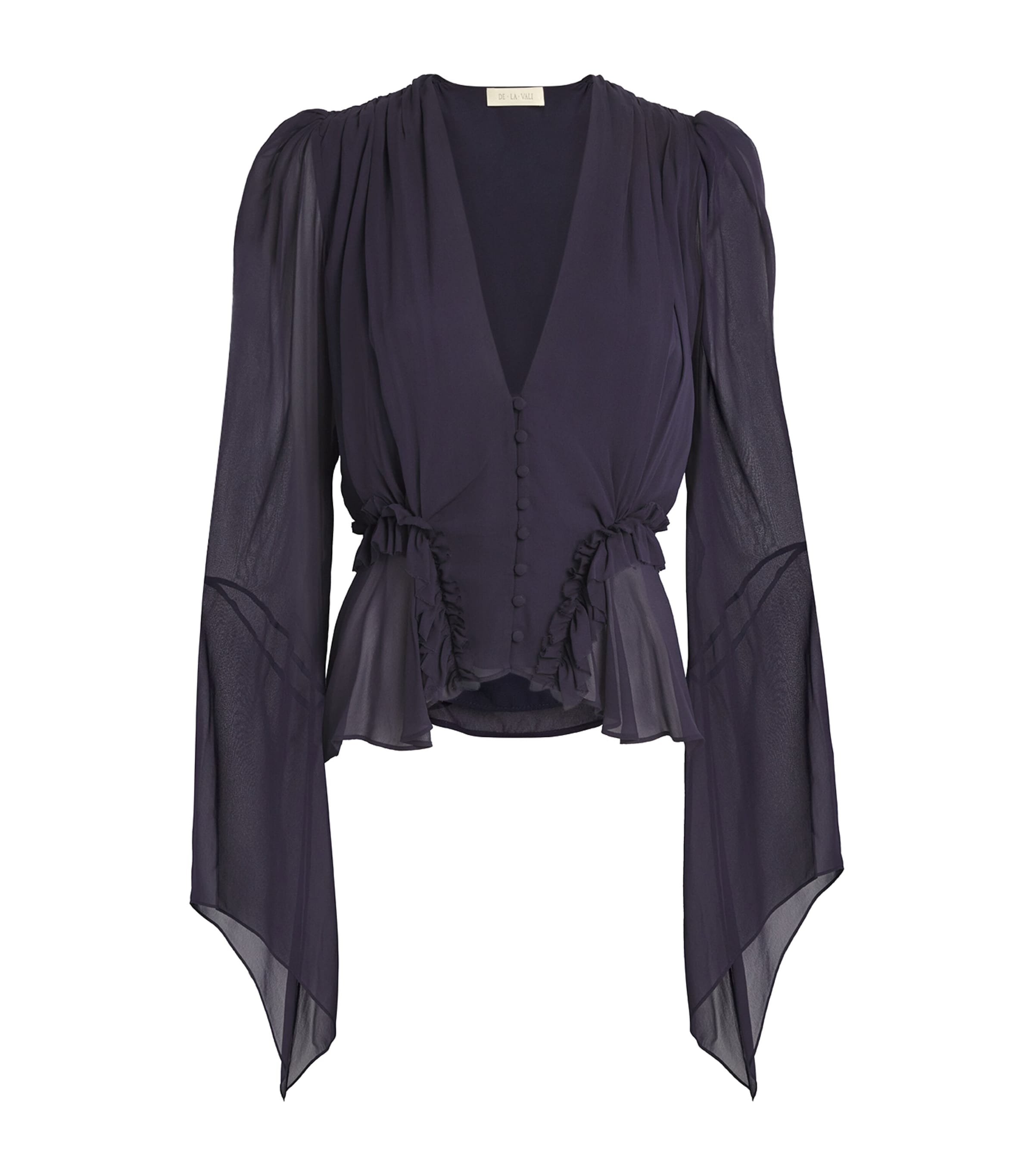 De La Vali Womens Flared Sybil Blouse Midnight