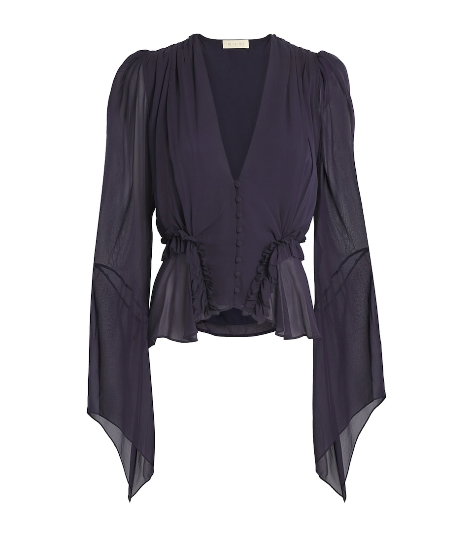 De La Vali Womens Flared Sybil Blouse Midnight