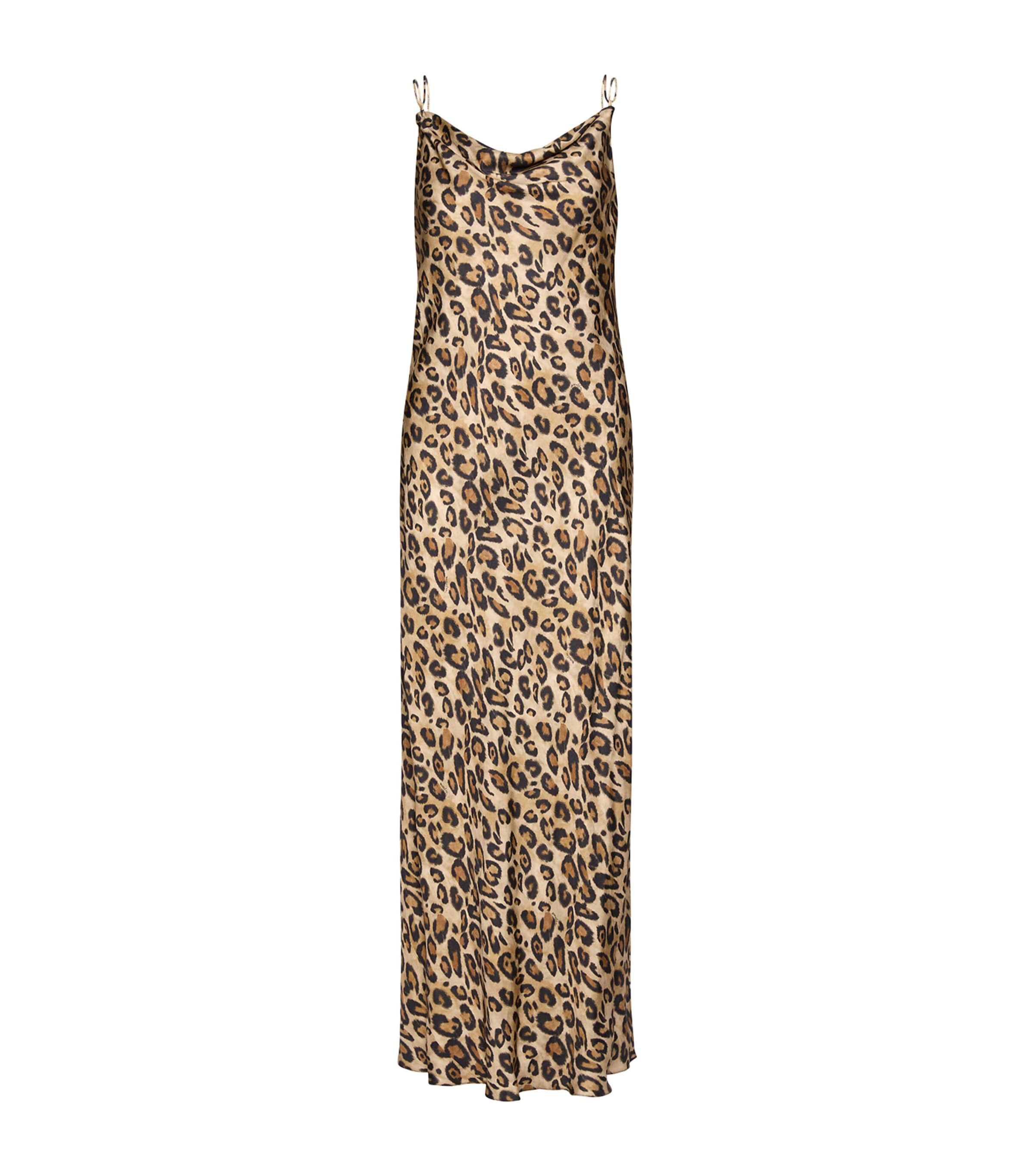 Marella Womens Leopard-Print Sleeveless Maxi Dress Beige