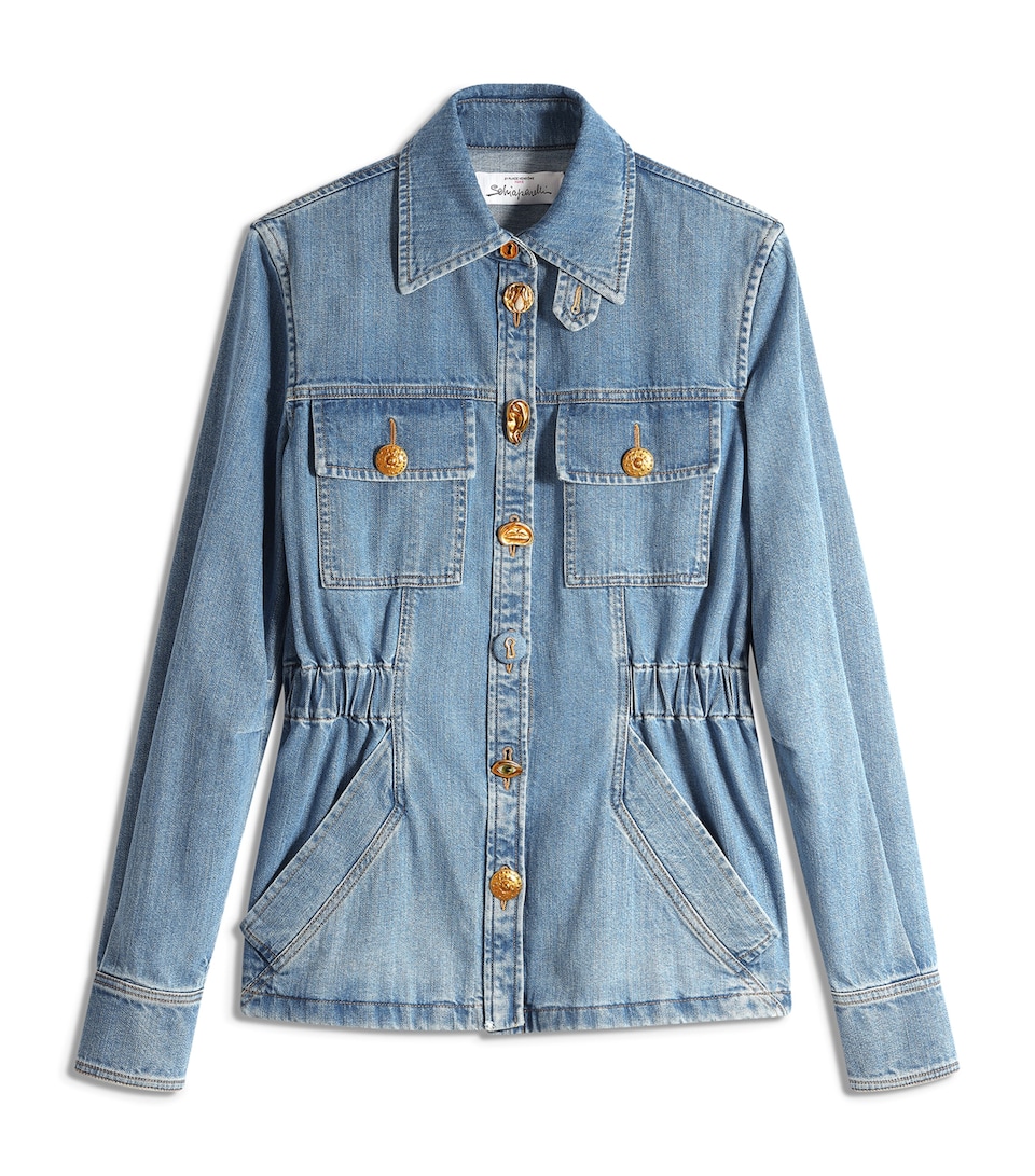 Denim Smocked Safari Shirt