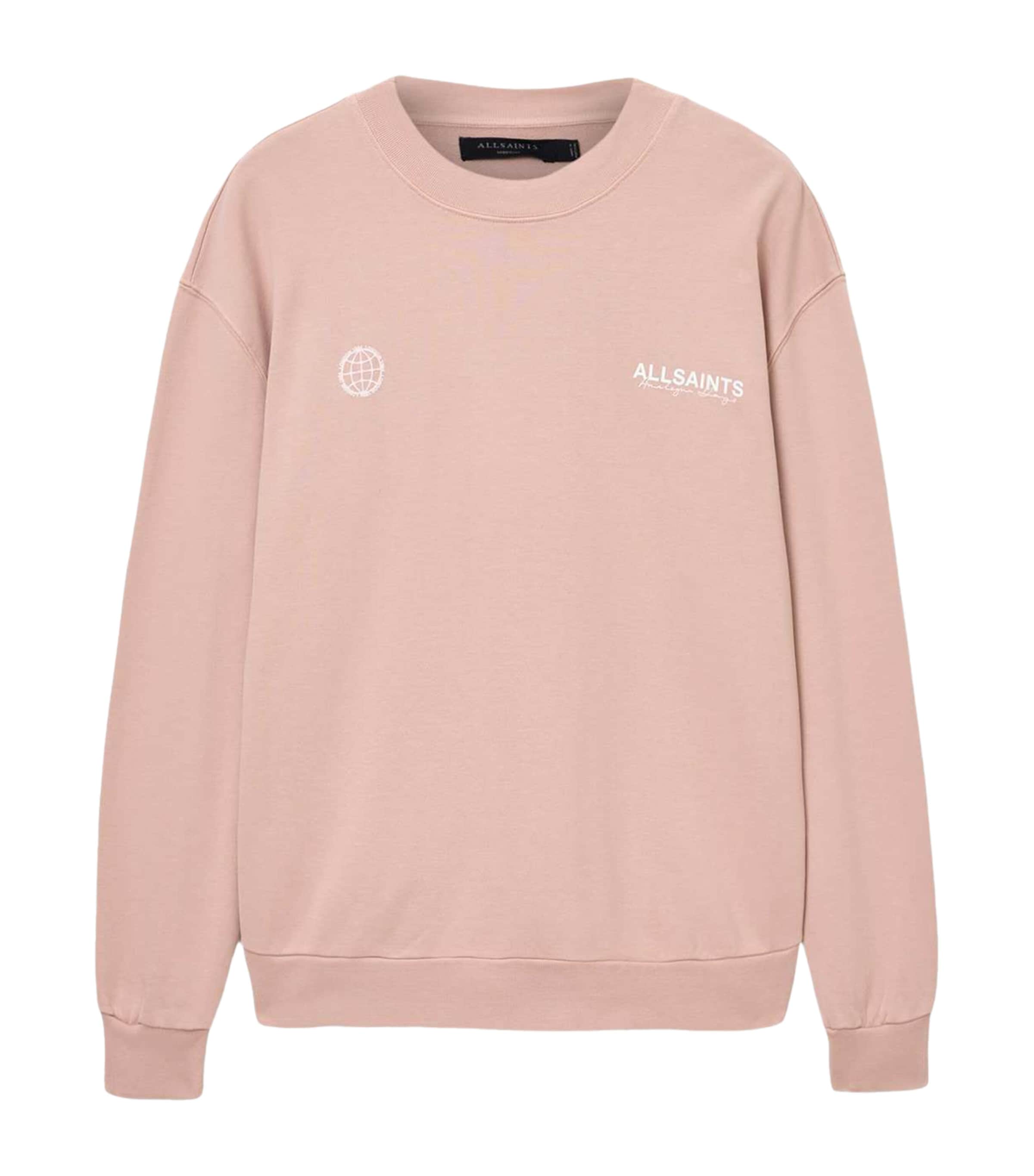 AllSaints Mens Organic Cotton Emblem Sweatshirt Sunbaked Pink