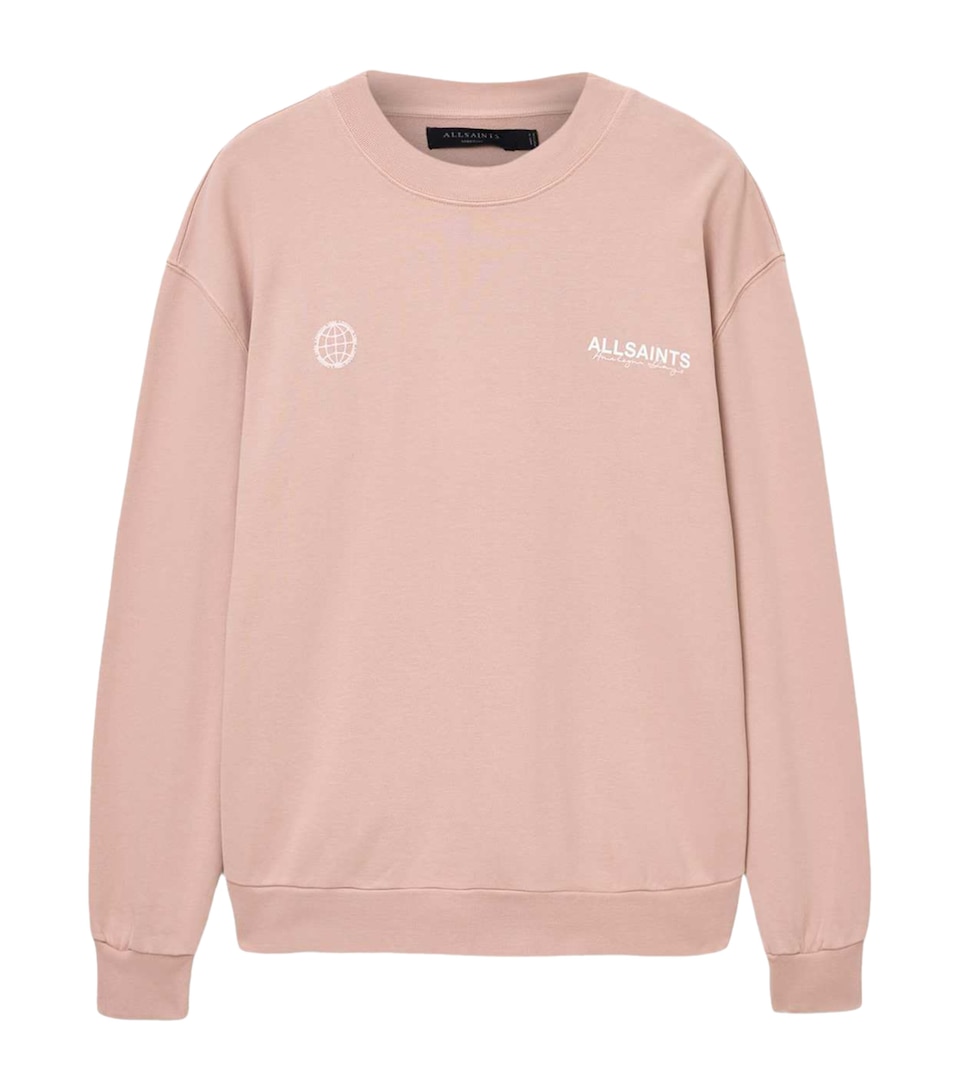 AllSaints Mens Organic Cotton Emblem Sweatshirt Sunbaked Pink