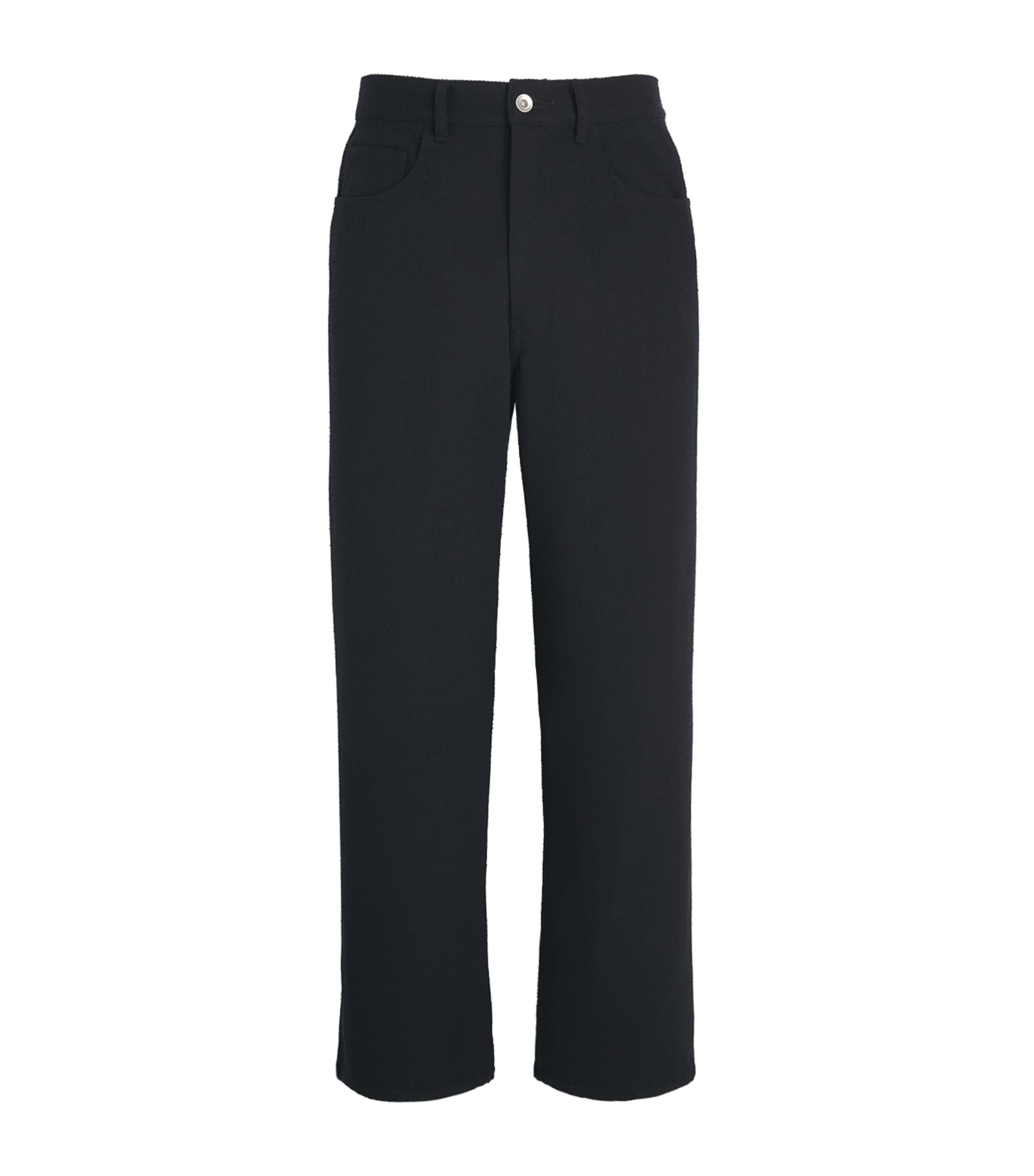 Auralee Mens Silk Wide-Leg Trousers Black