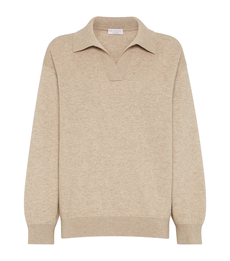 Cashmere-Blend Polo Sweater