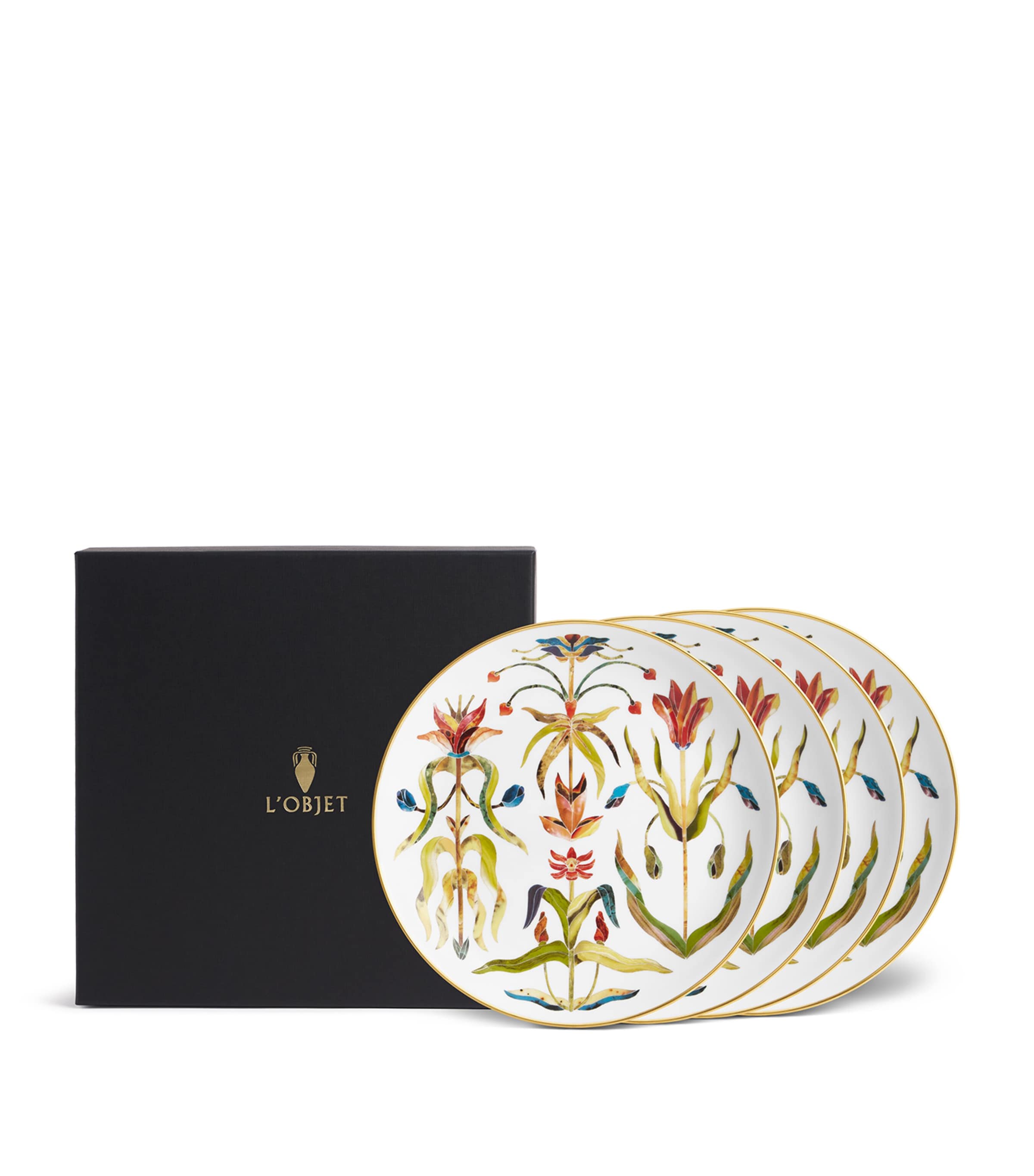 L'Objet Set of 4 Porcelain Grand Tour Dessert Plates (21cm)