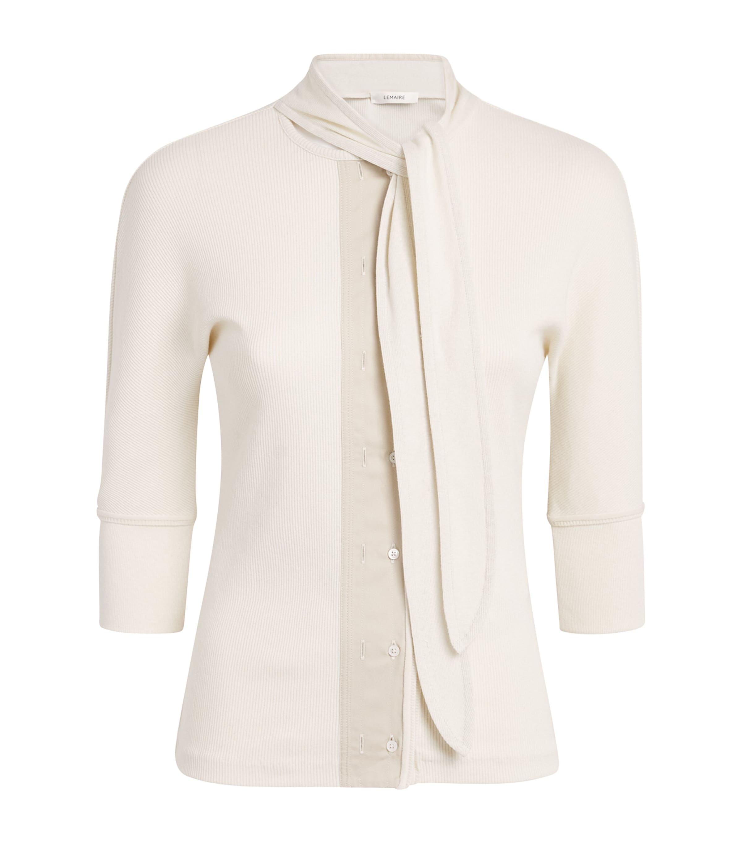 Lemaire Womens Stretch-Cotton-Linen Ascot Scarf T-Shirt Enoki