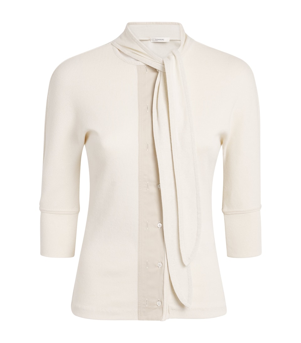 Lemaire Womens Stretch-Cotton-Linen Ascot Scarf T-Shirt Enoki