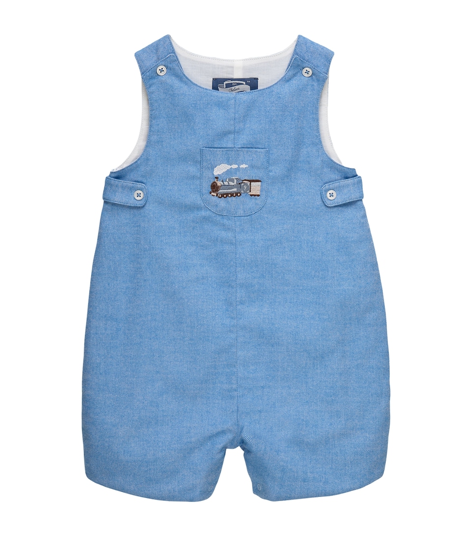 Trotters Cotton Steam Train Archie Playsuit (3-24 Months) Blue
