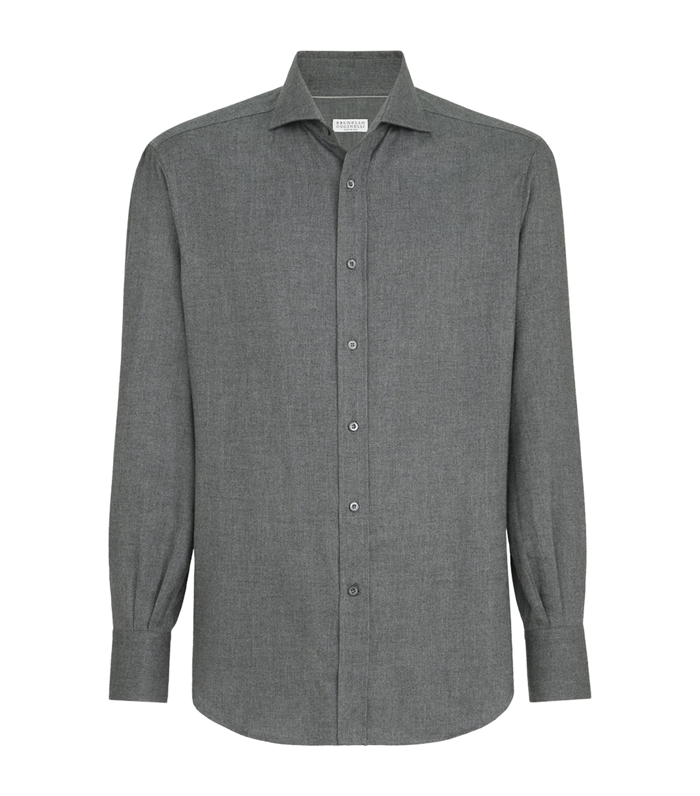 Brunello Cucinelli Mens Cotton-Blend Flannel Shirt