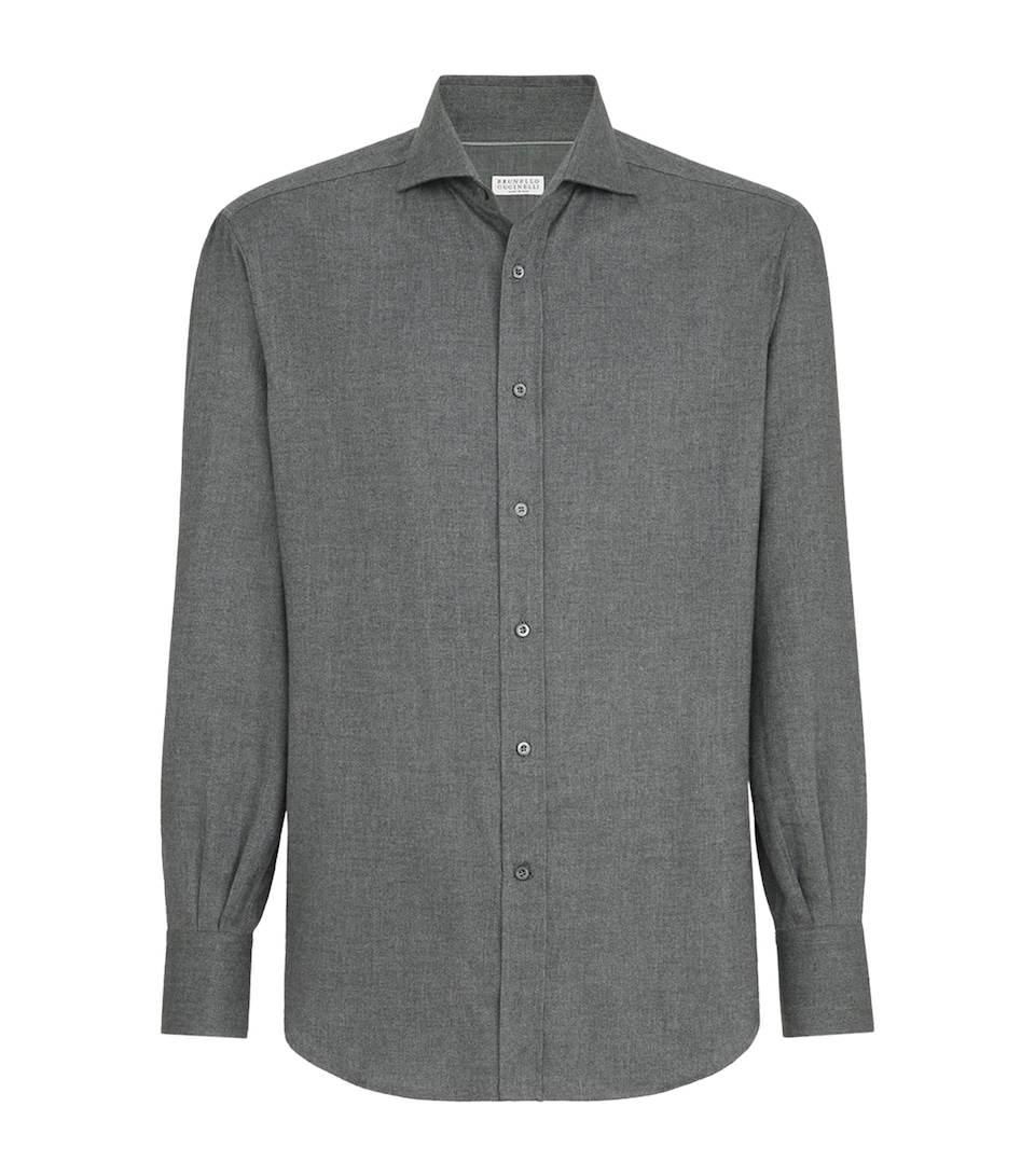 Brunello Cucinelli Mens Cotton-Blend Flannel Shirt
