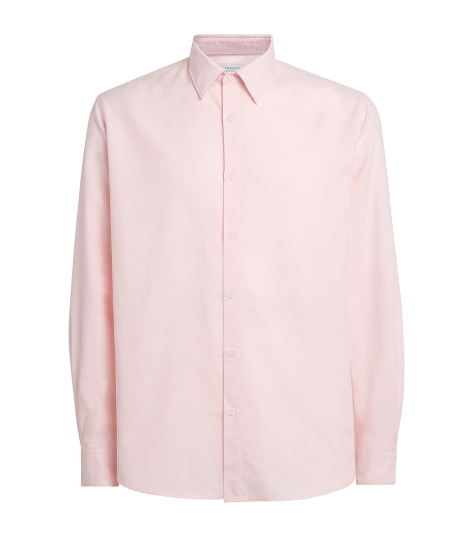 Sunspel Mens Cotton Oxford Shirt Light Pink