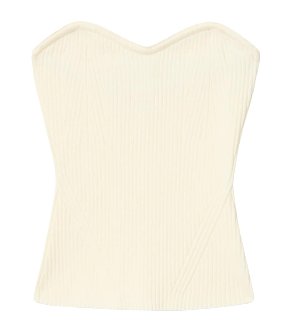 AllSaints Womens Knitted Bandeau Cruz Top Chalk White