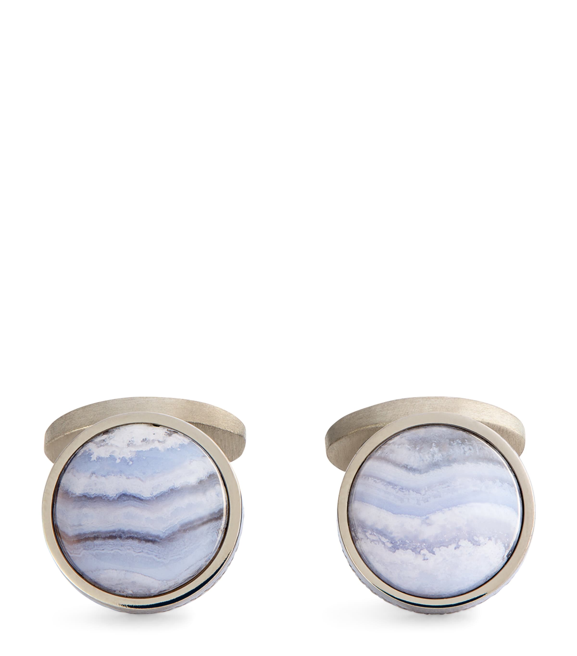 Tateossian Agate Circular Cufflinks Silver