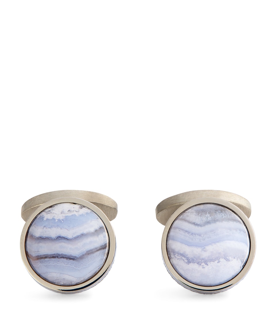 Tateossian Agate Circular Cufflinks Silver