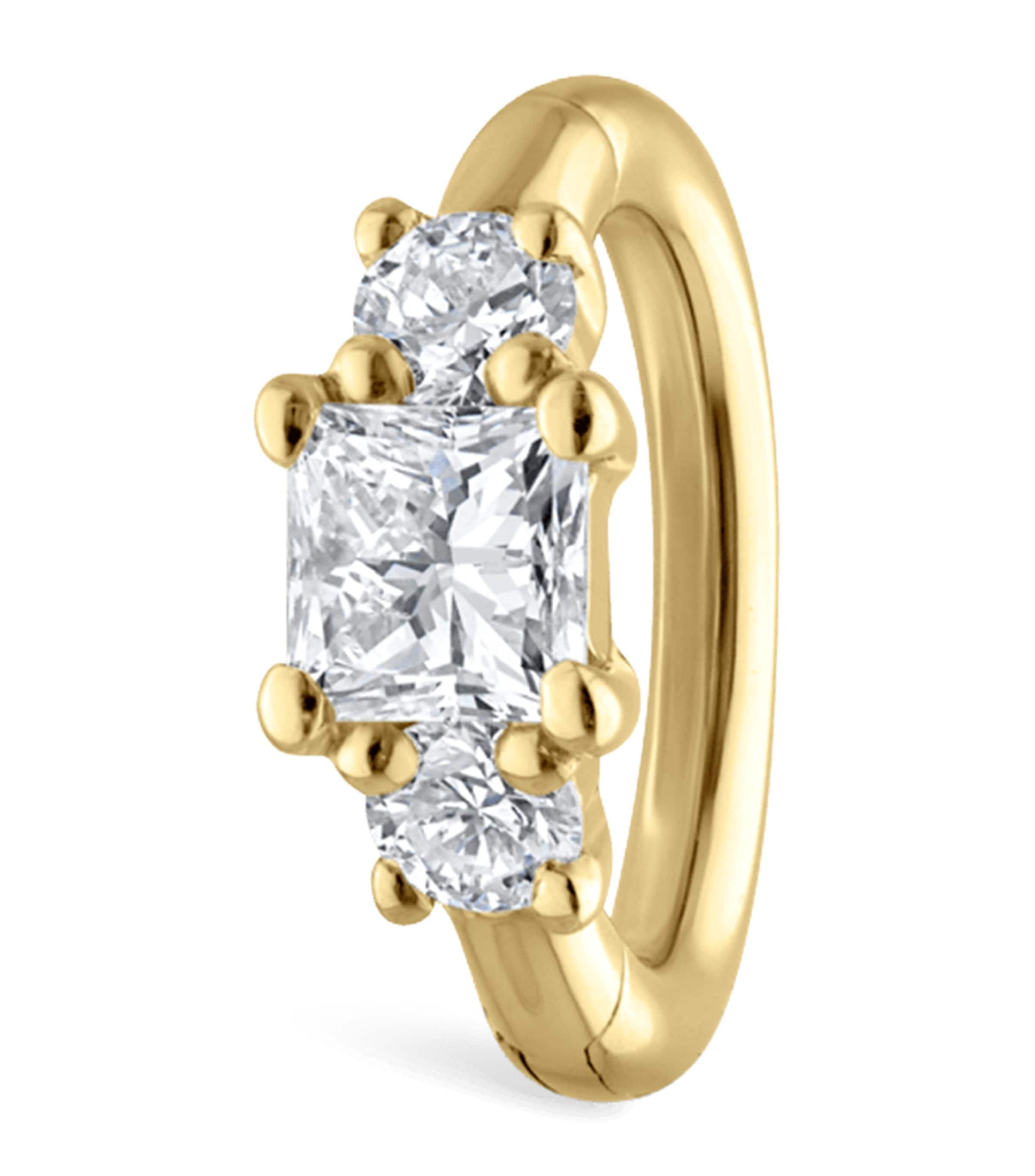 Maria Tash Diamond Princess Single Hoop Earring (5mm) Yellow Gold