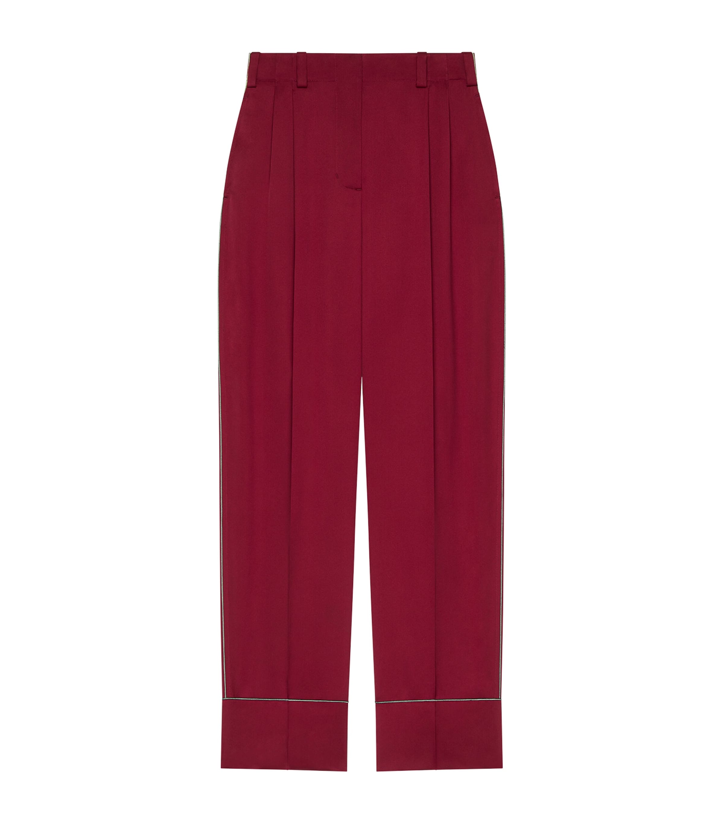 Givenchy Womens Silk Pleated Trousers Red Cherry