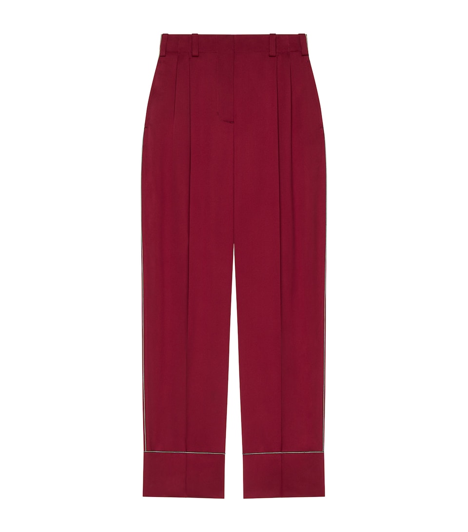 Givenchy Womens Silk Pleated Trousers Red Cherry