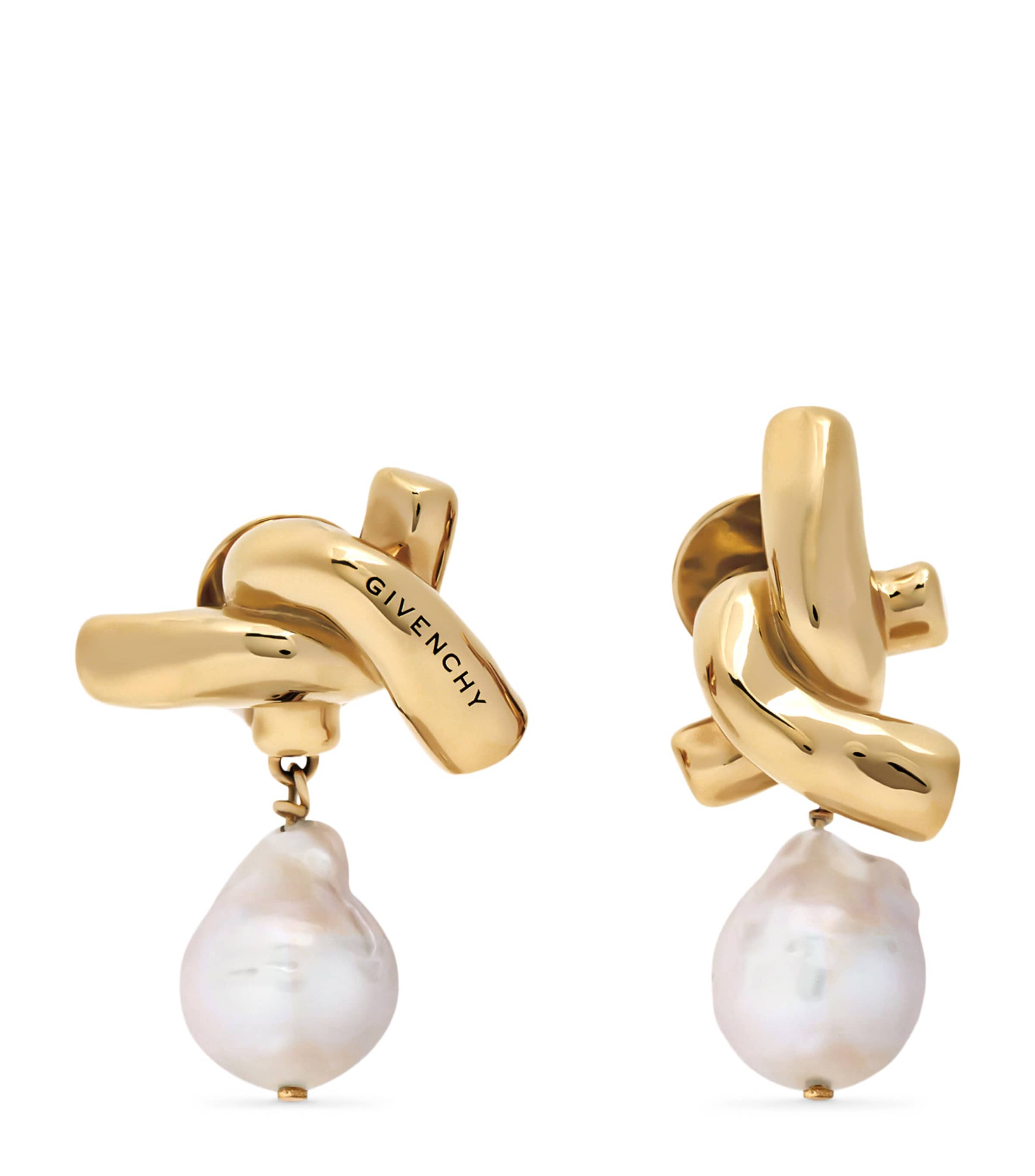 Givenchy Chain Link Asymmetric Pearl Earrings