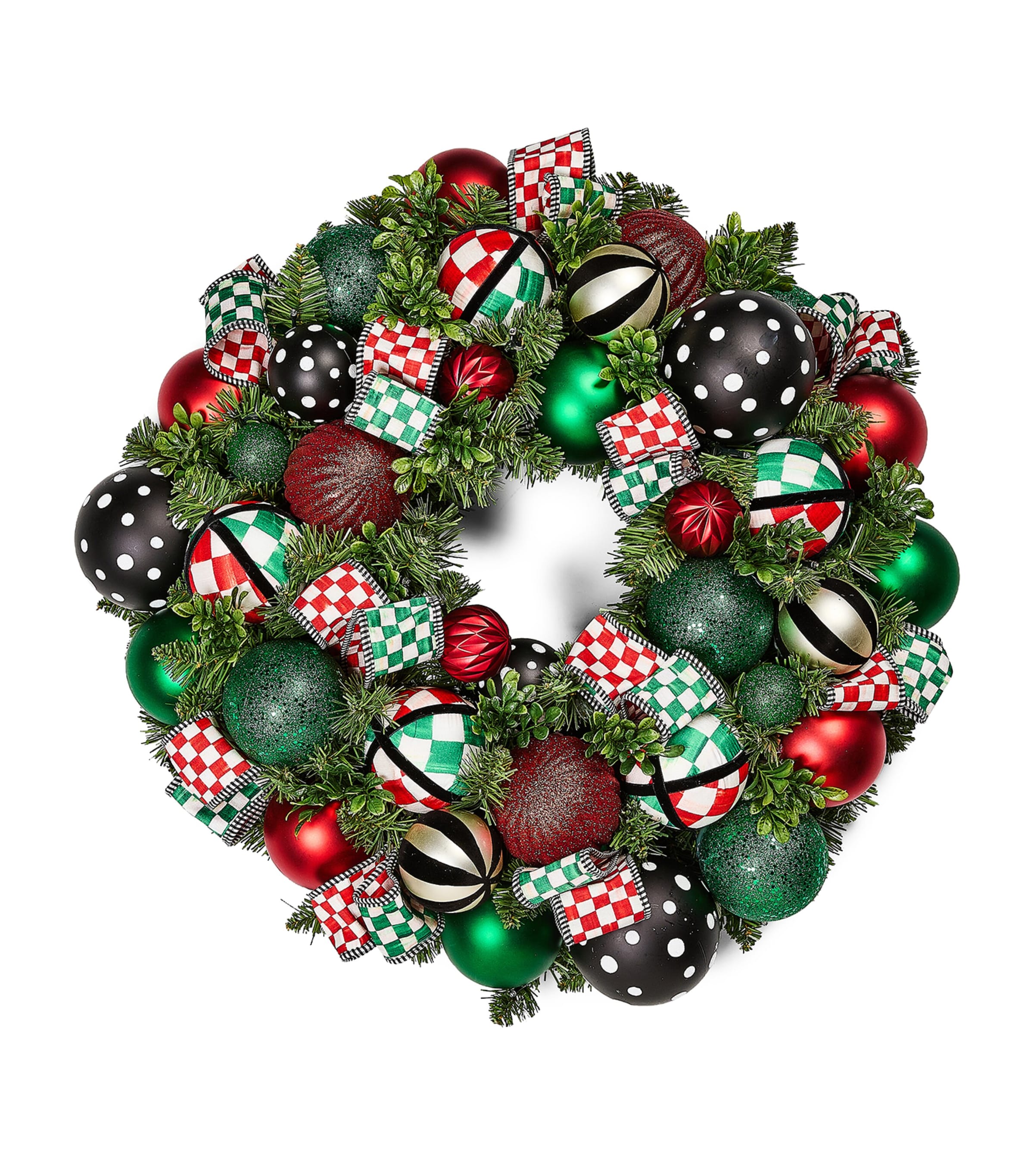 MacKenzie-Childs Check It Out Illuminated Wreath (66cm) Green