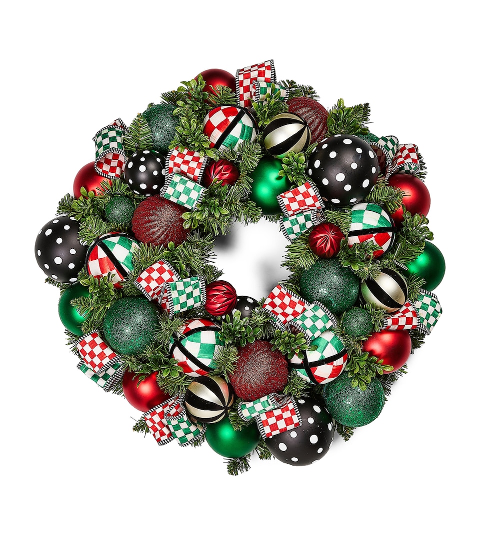 MacKenzie-Childs Check It Out Illuminated Wreath (66cm) Green
