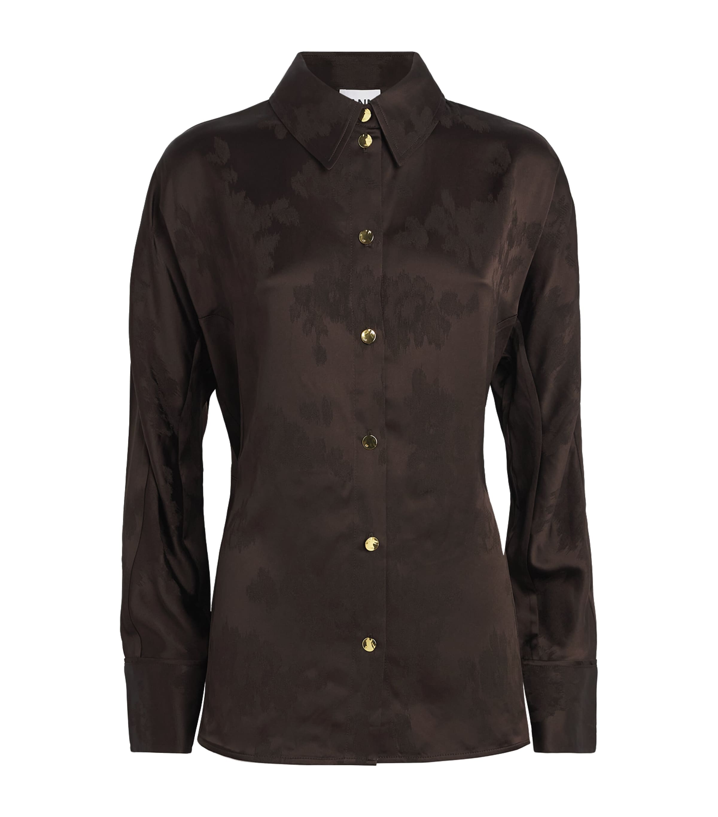 GANNI Womens Satin Jacquard Shirt Zwx Demitasse