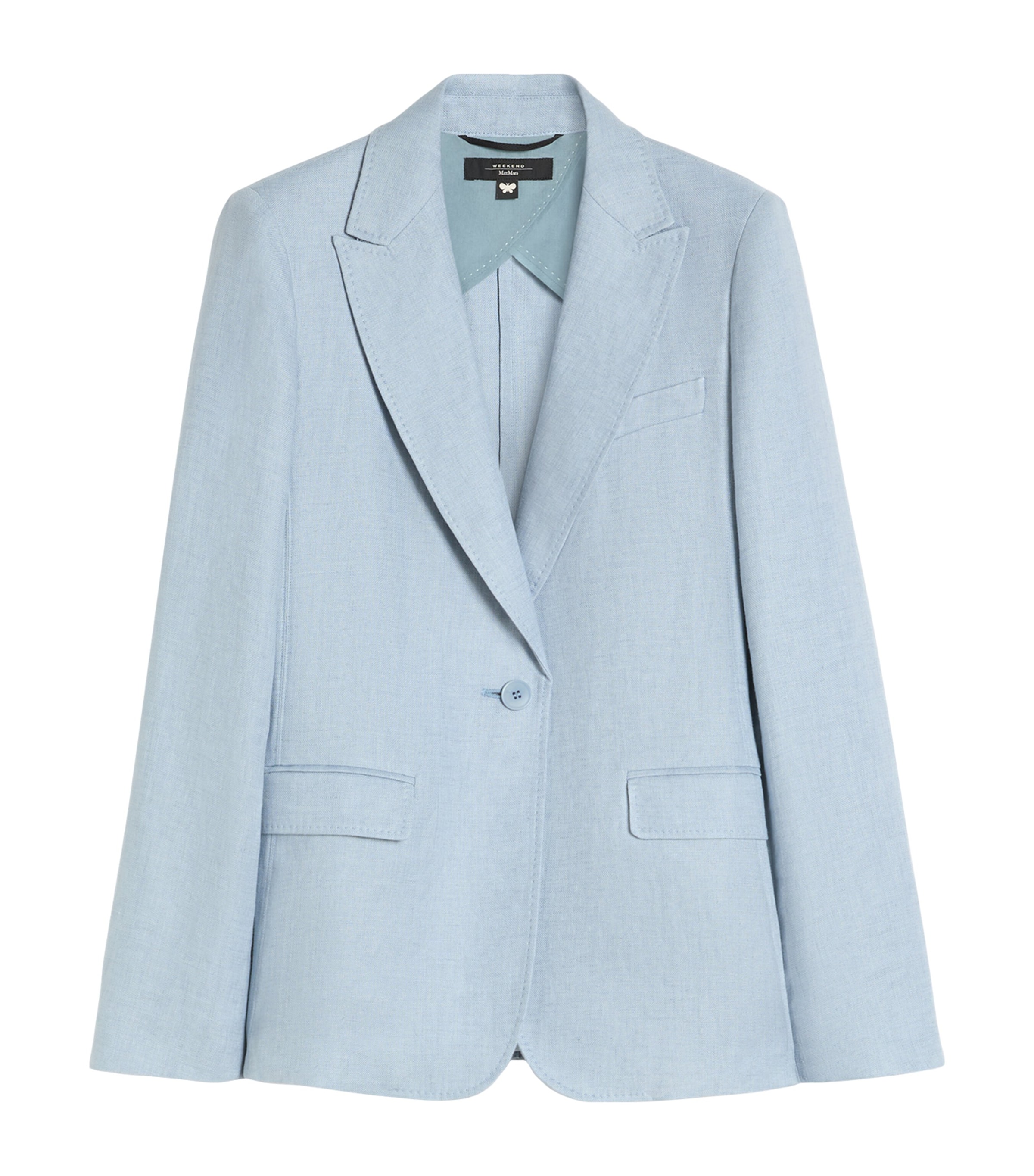 Weekend Max Mara Womens Linen Single-Breasted Blazer Light Blue