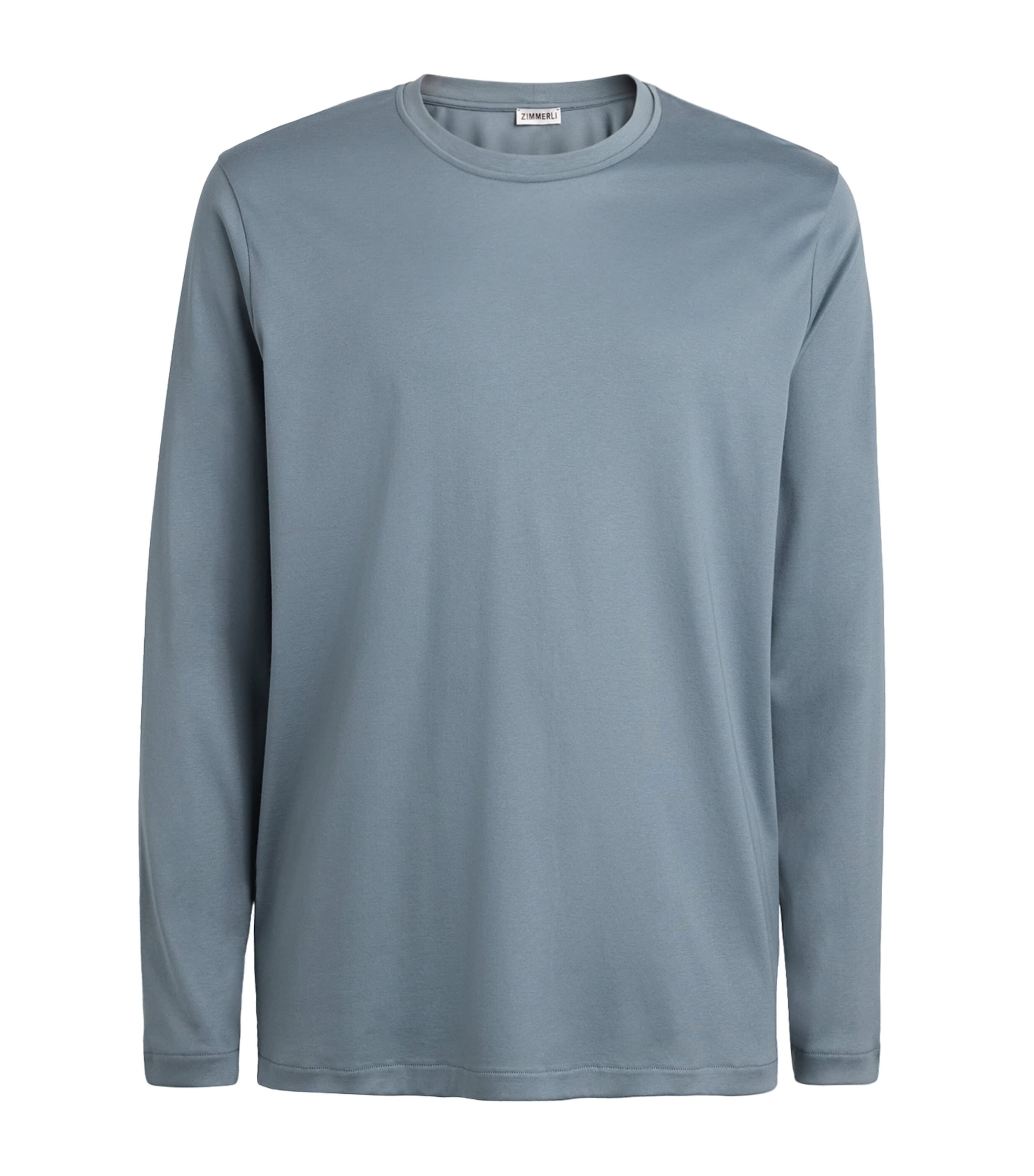Zimmerli Mens 286 Sea Island Long-Sleeve T-Shirt Light Slate
