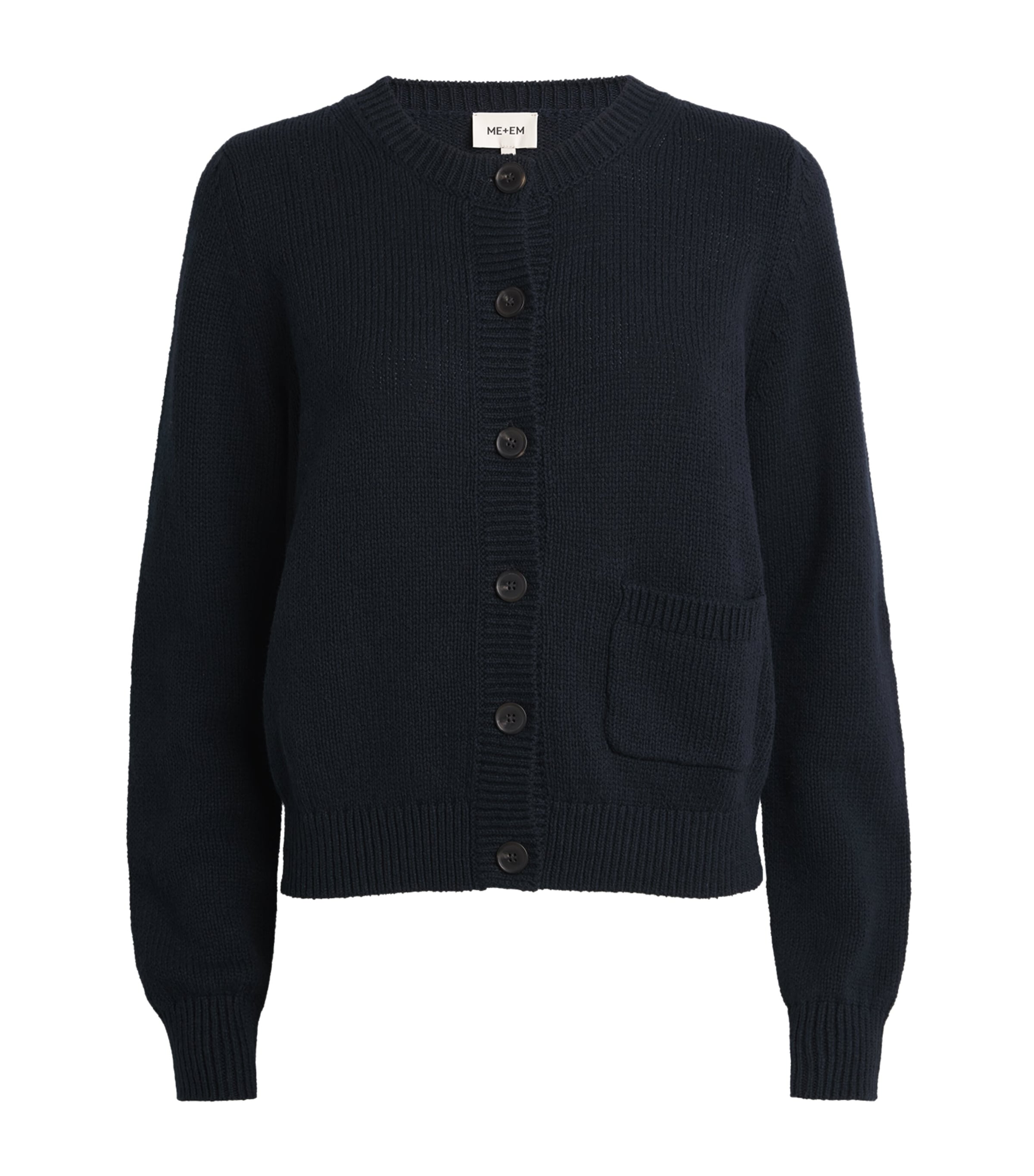 ME+EM Womens Cotton-Linen Boxy Cardigan Navy