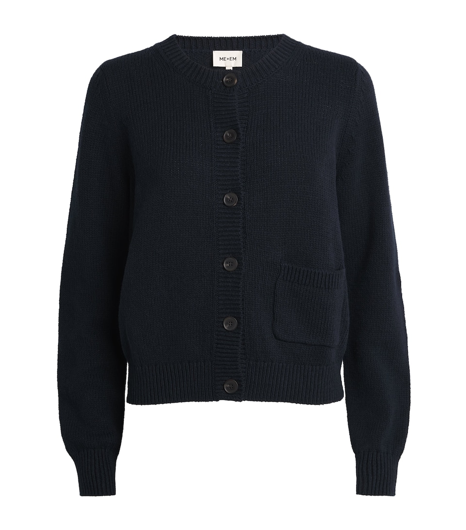 ME+EM Womens Cotton-Linen Boxy Cardigan Navy