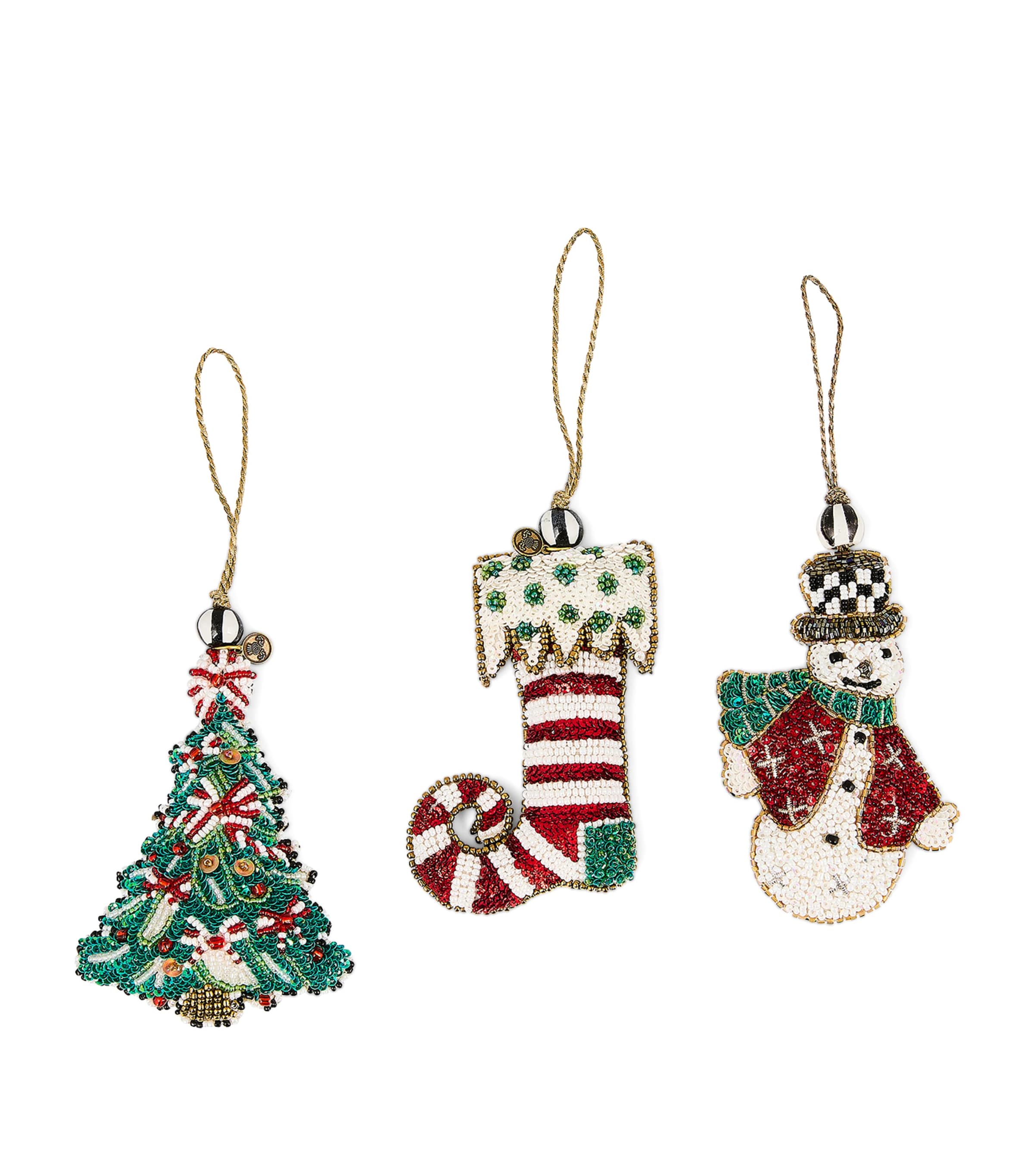 Set of 3 Beaded Tree Decorations
