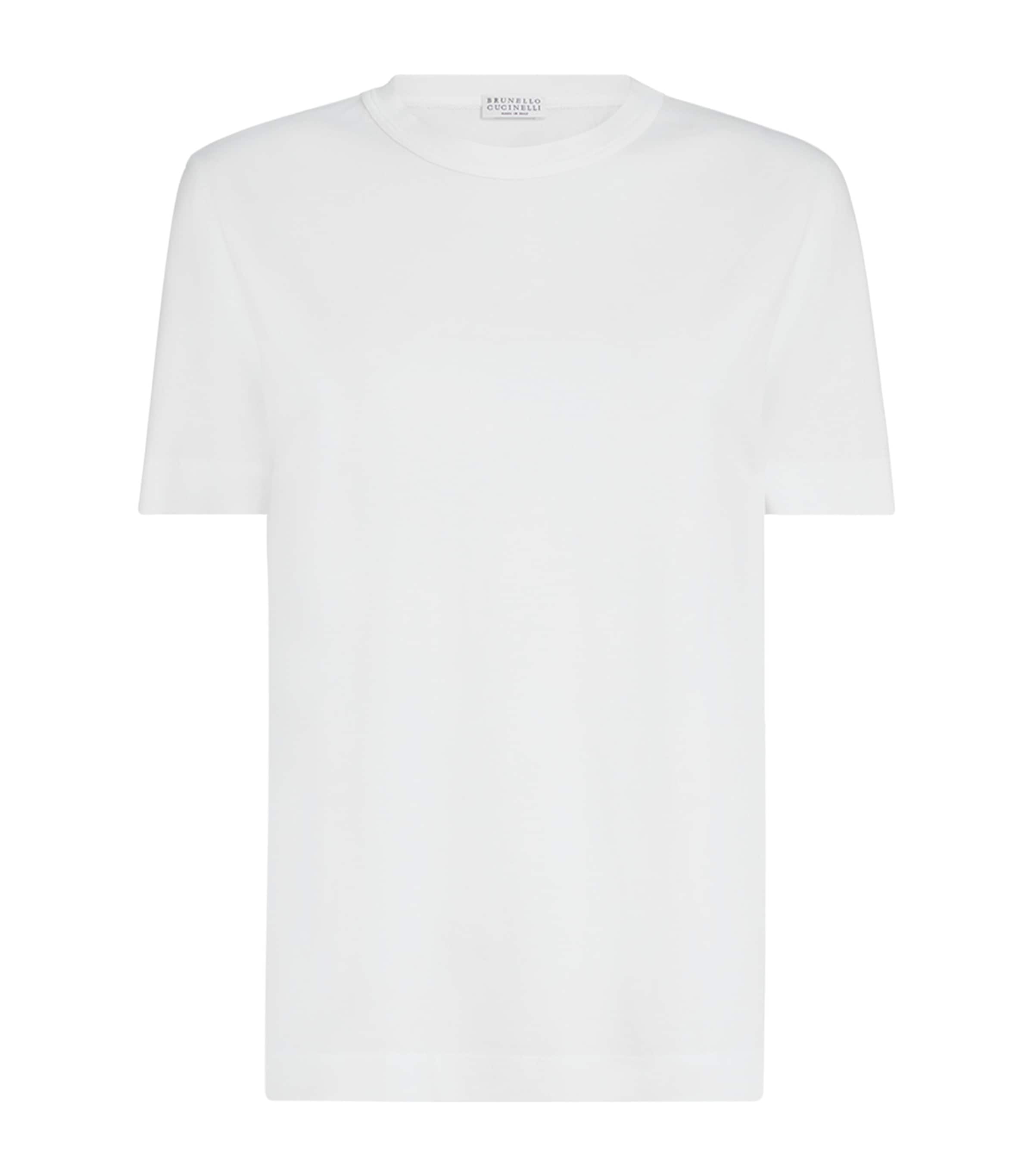 Brunello Cucinelli Womens Cotton Monili-Trim T-Shirt White