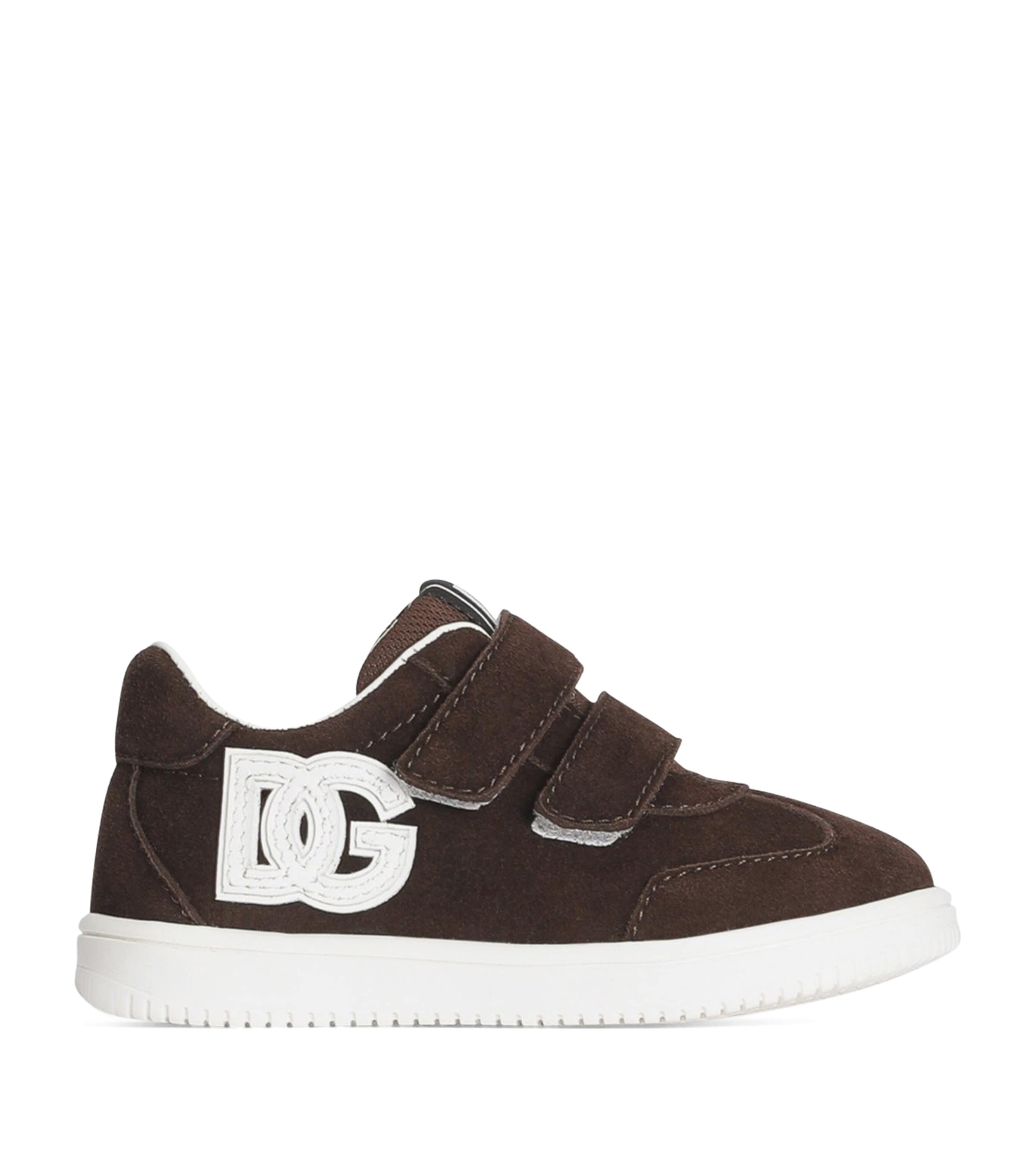 Dolce&Gabbana Kids Suede Logo Velcro Sneakers Ebon