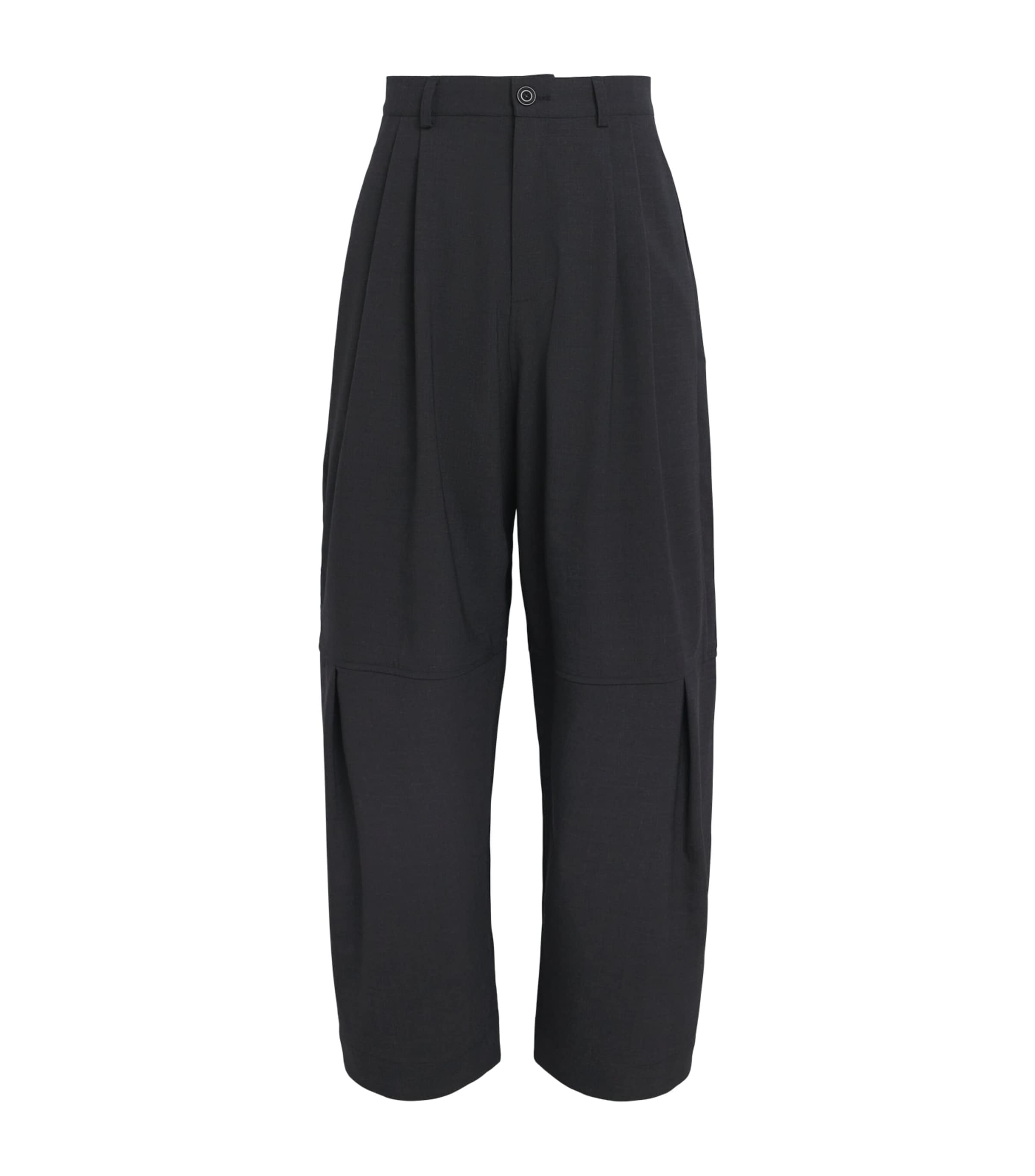Sage Nation Mens Pleated Wide-Leg Trousers Charcoal