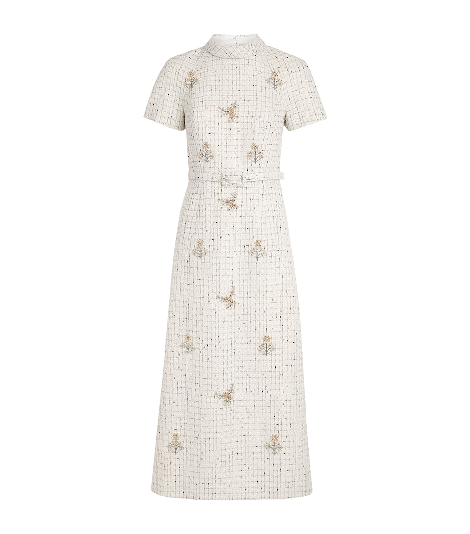 Huishan Zhang Womens Tweed Genevieve Midi Dress White