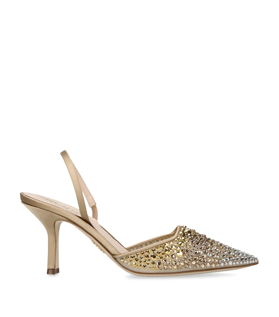 Rodo Rhinestone Embellished Assia Slingback Pumps 80 Champagne