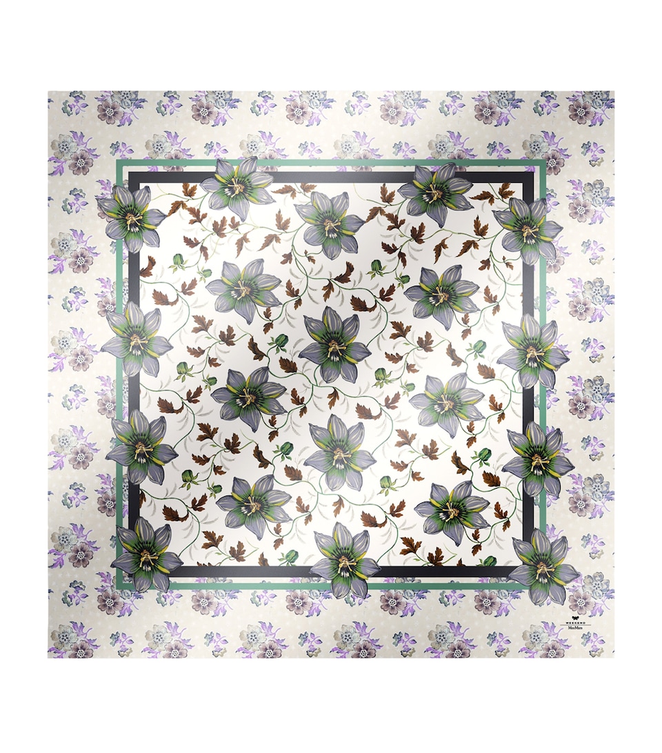 Silk Twill Floral Scarf