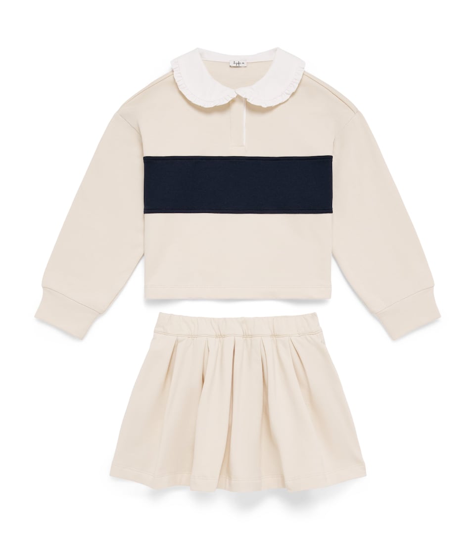 Il Gufo Cotton Sweatshirt and Skirt Set (2-12 Years) Natural/blue
