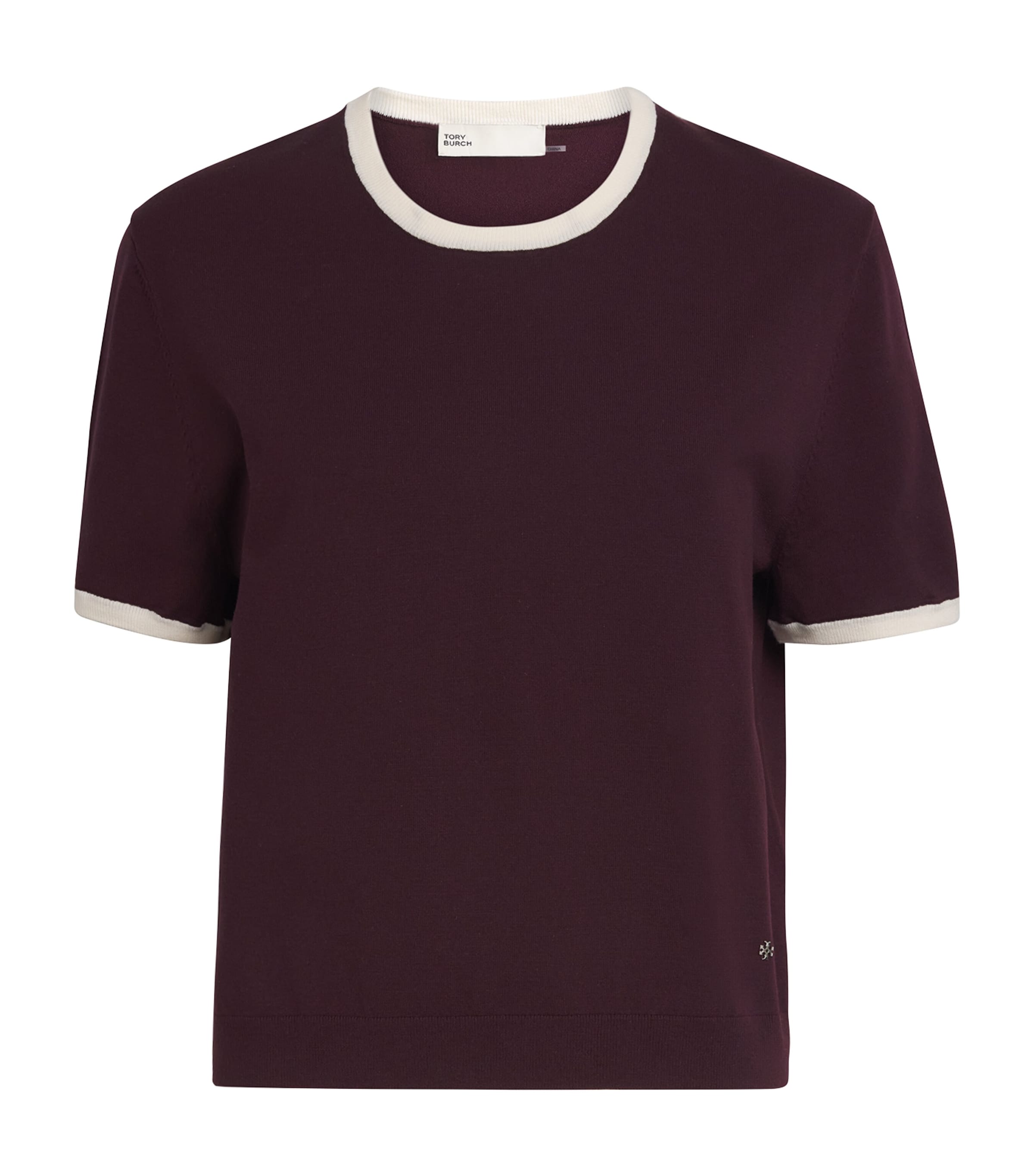 Contrast-Trim Short-Sleeve Sweater