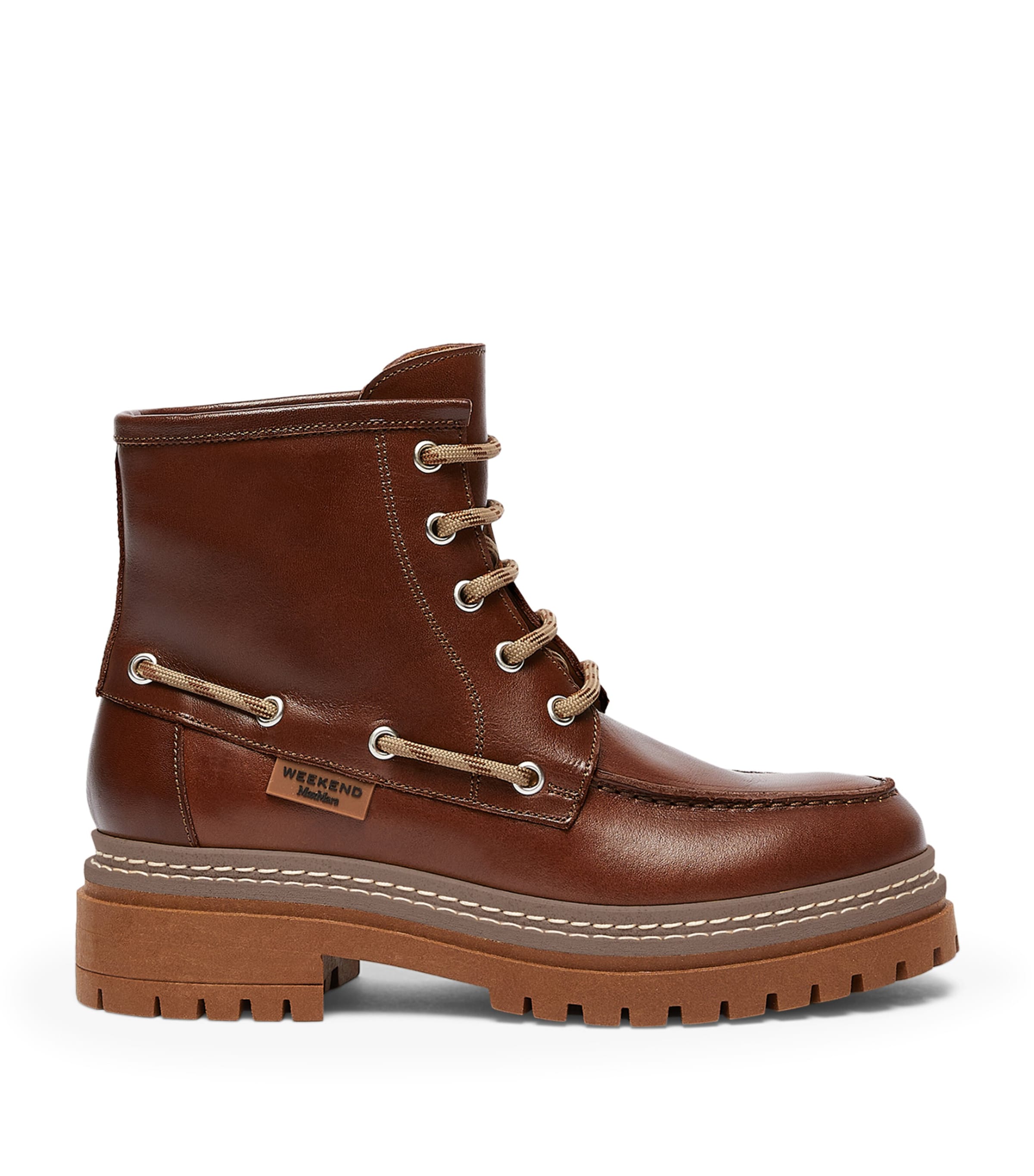 Weekend Max Mara Leather Ankle Boots Brown